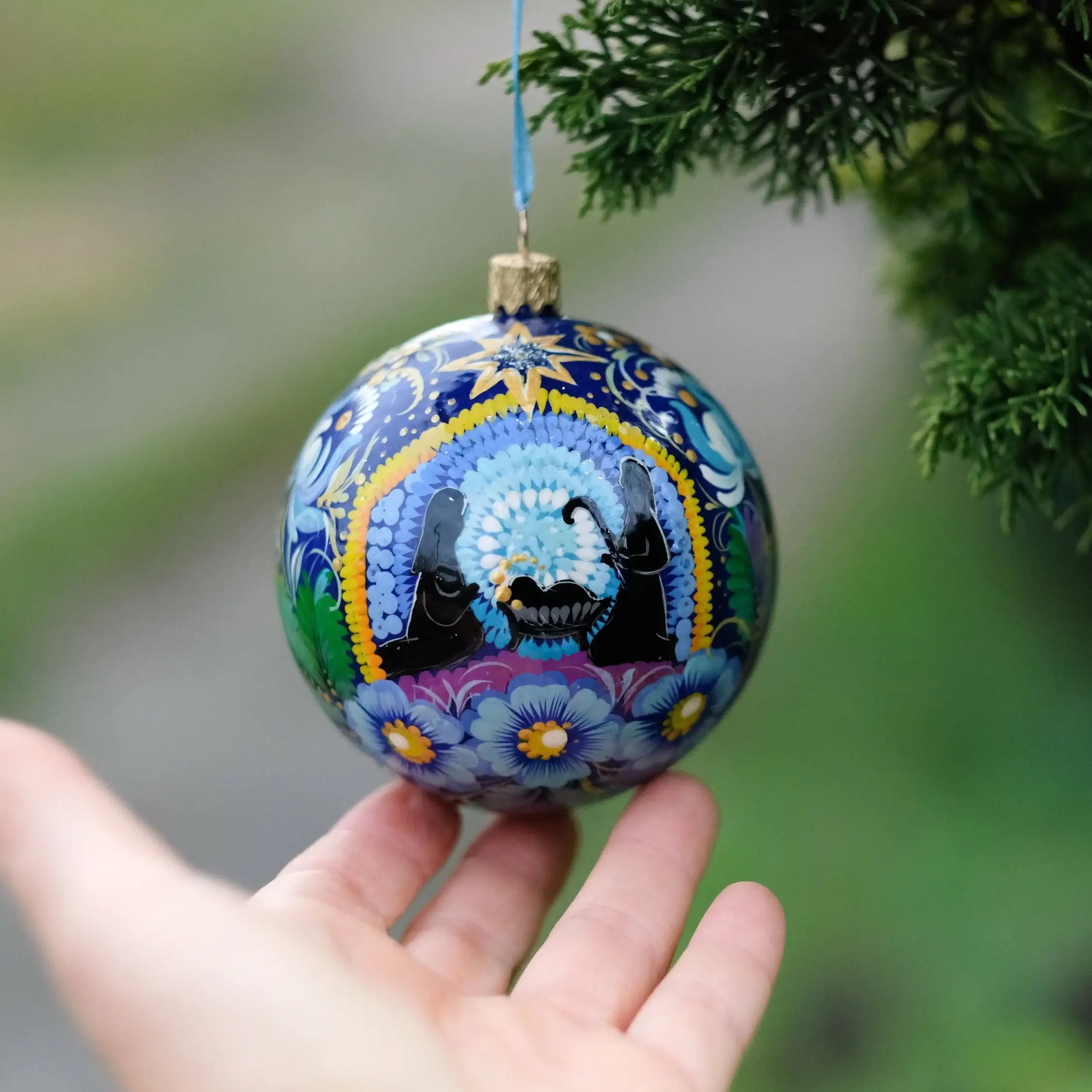 Hand-painted Nativity Scene Christmas Ball Ornament
