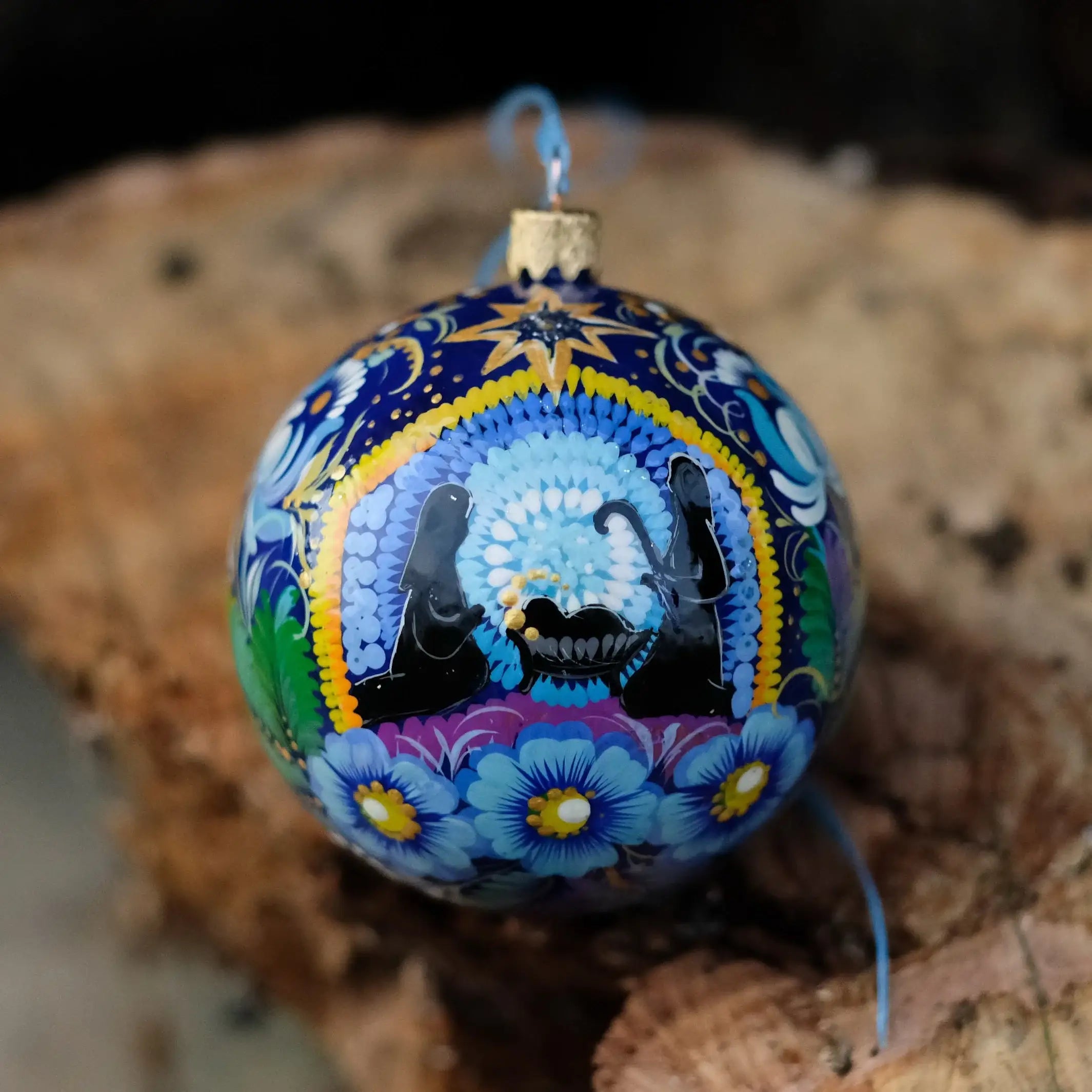 Hand-painted Nativity Scene Christmas Ball Ornament