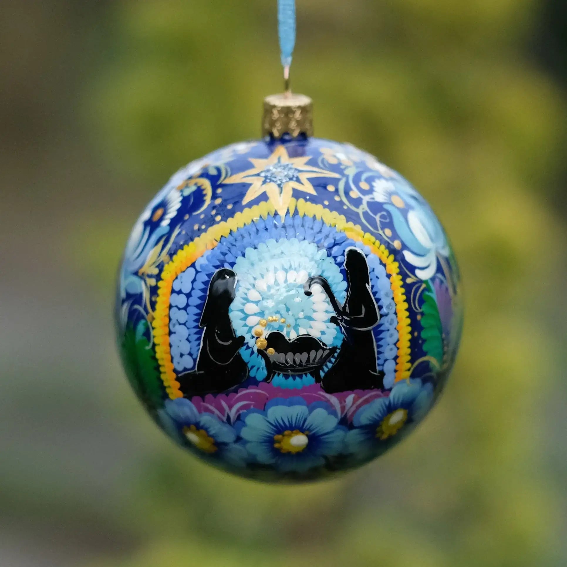 Hand-painted Nativity Scene Christmas Ball Ornament