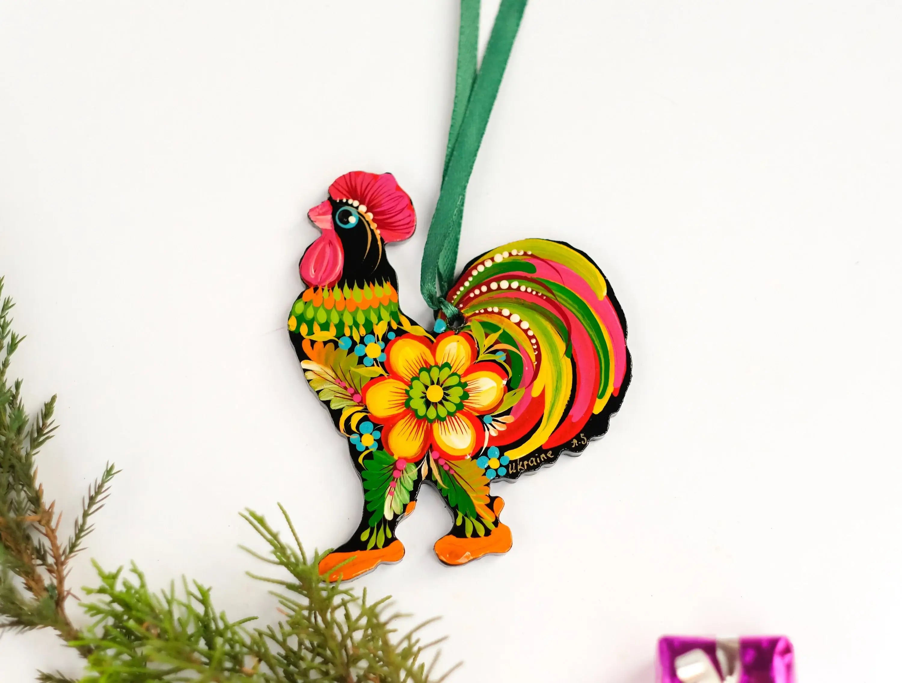 Handmade Wooden Rooster Easter Ornament