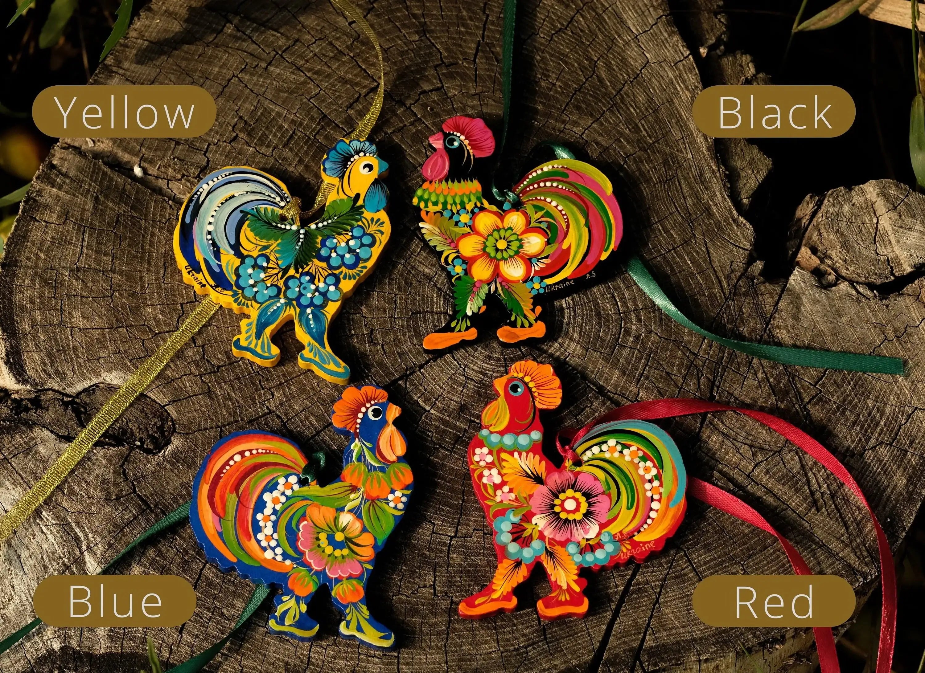 Handmade Wooden Rooster Easter Ornament