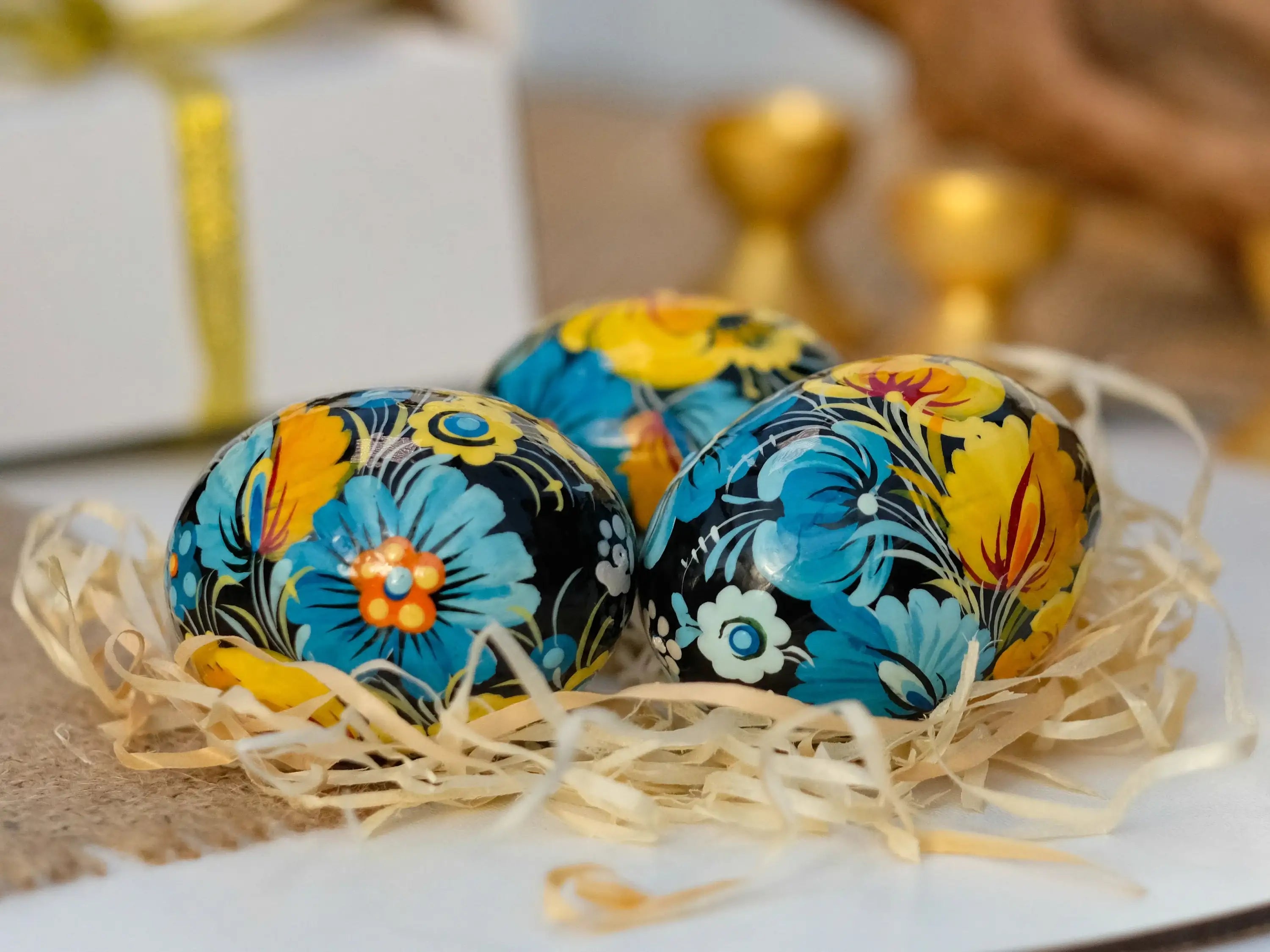 Ukrainian Pysanky Egg - Painted Wooden Easter Egg Ornament