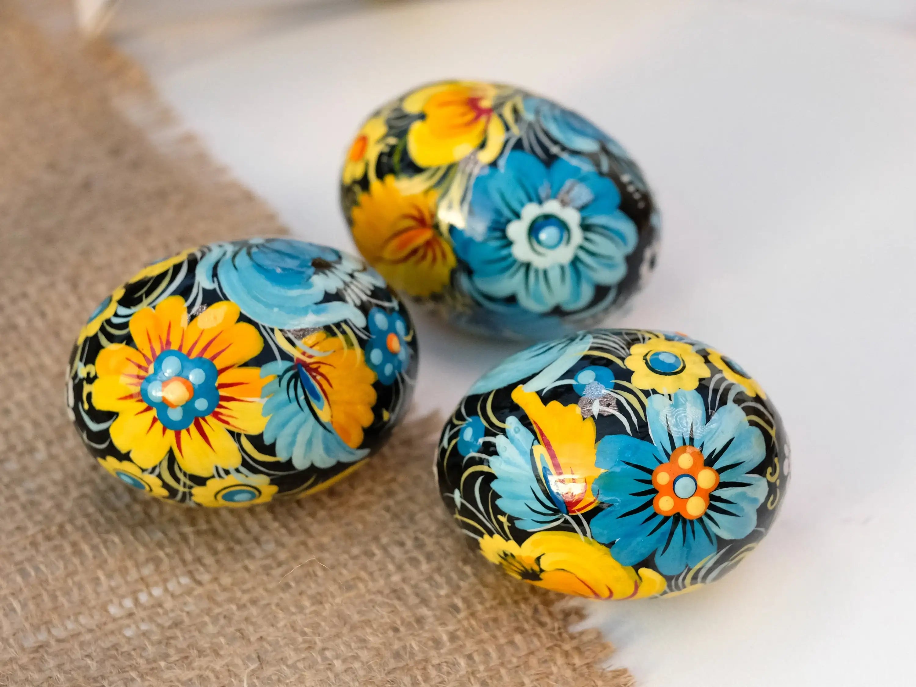 Ukrainian Pysanky Egg - Painted Wooden Easter Egg Ornament