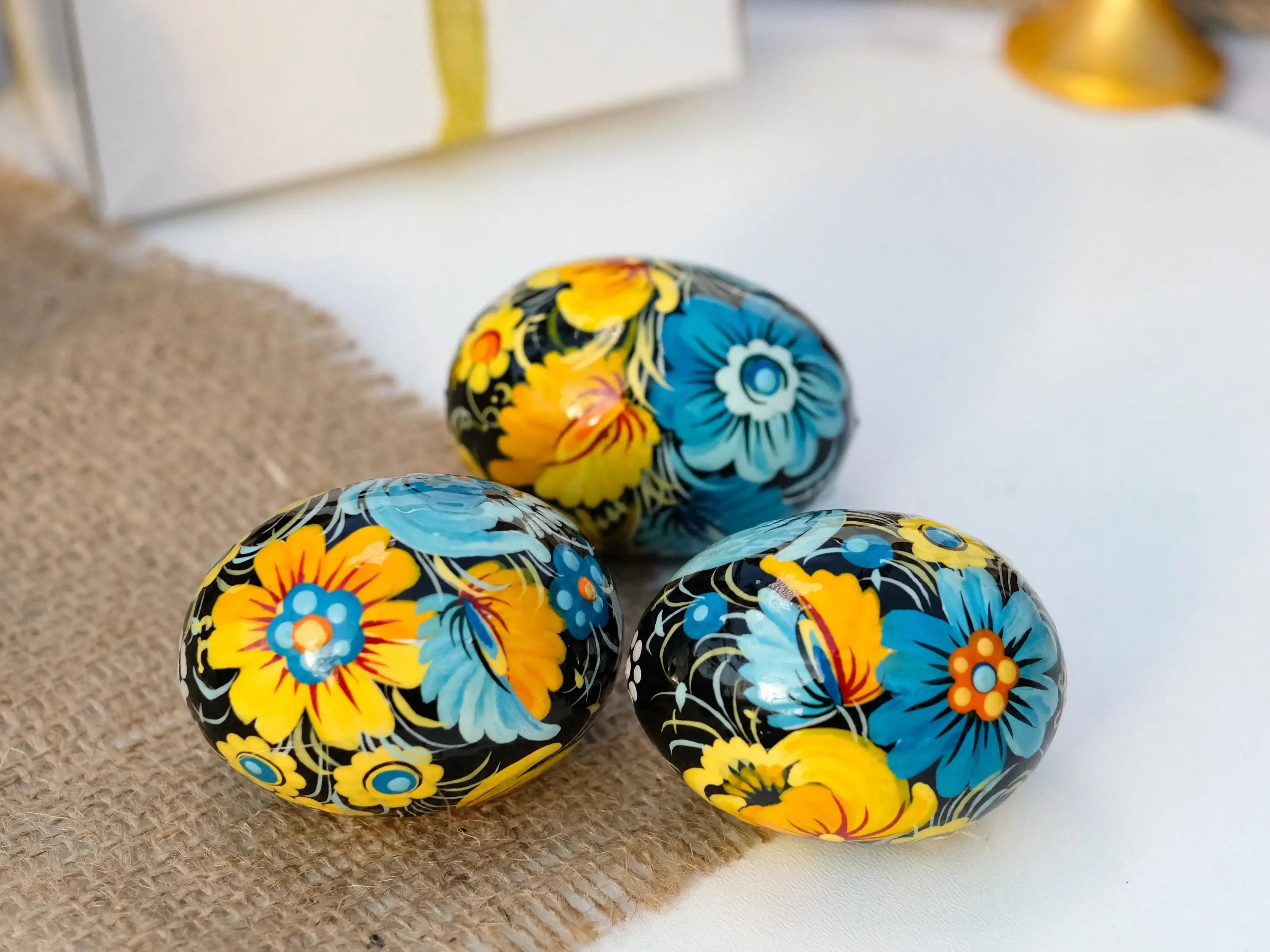 Ukrainian Pysanky Egg - Painted Wooden Easter Egg Ornament