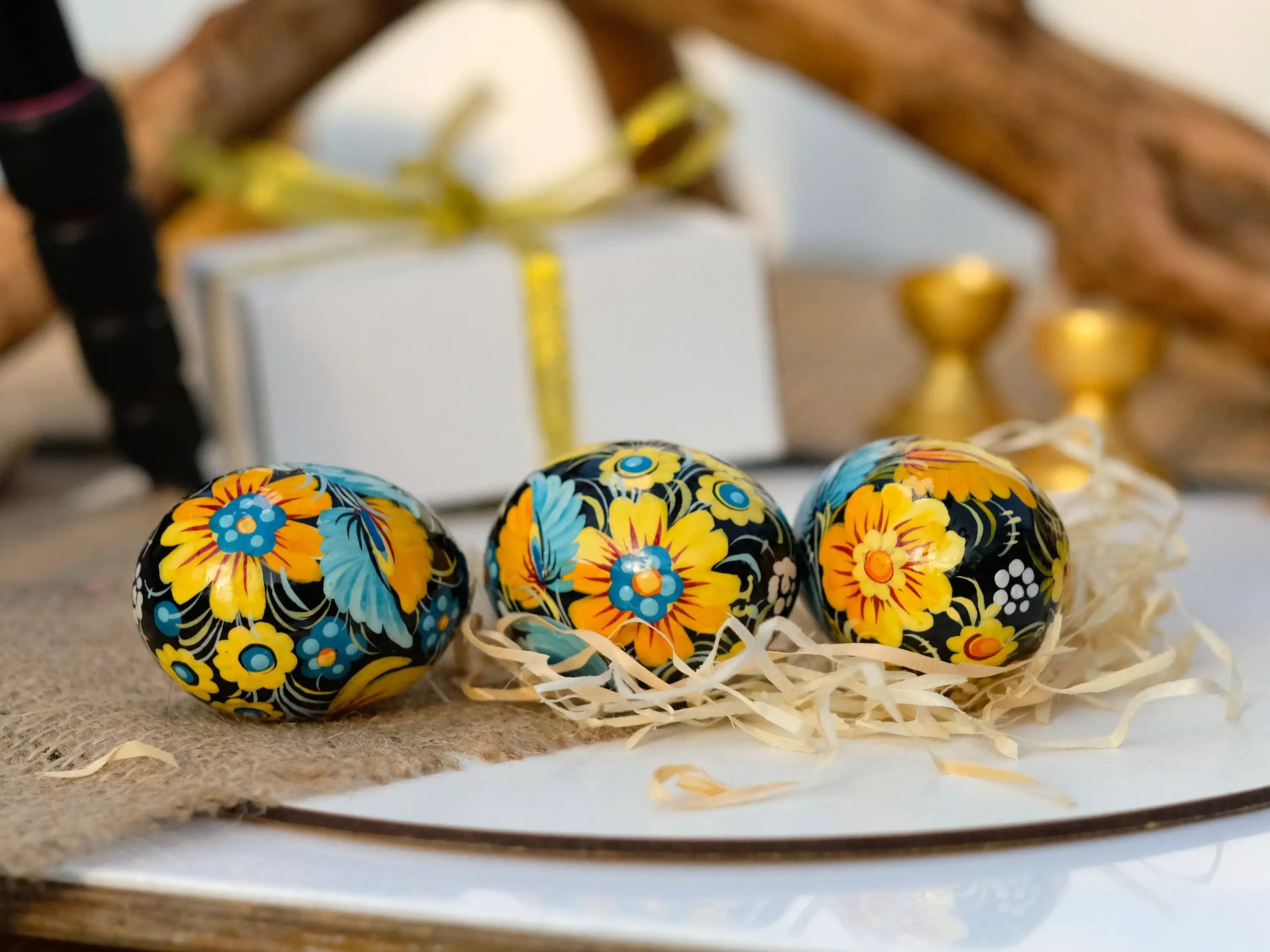 Ukrainian Pysanky Egg - Painted Wooden Easter Egg Ornament