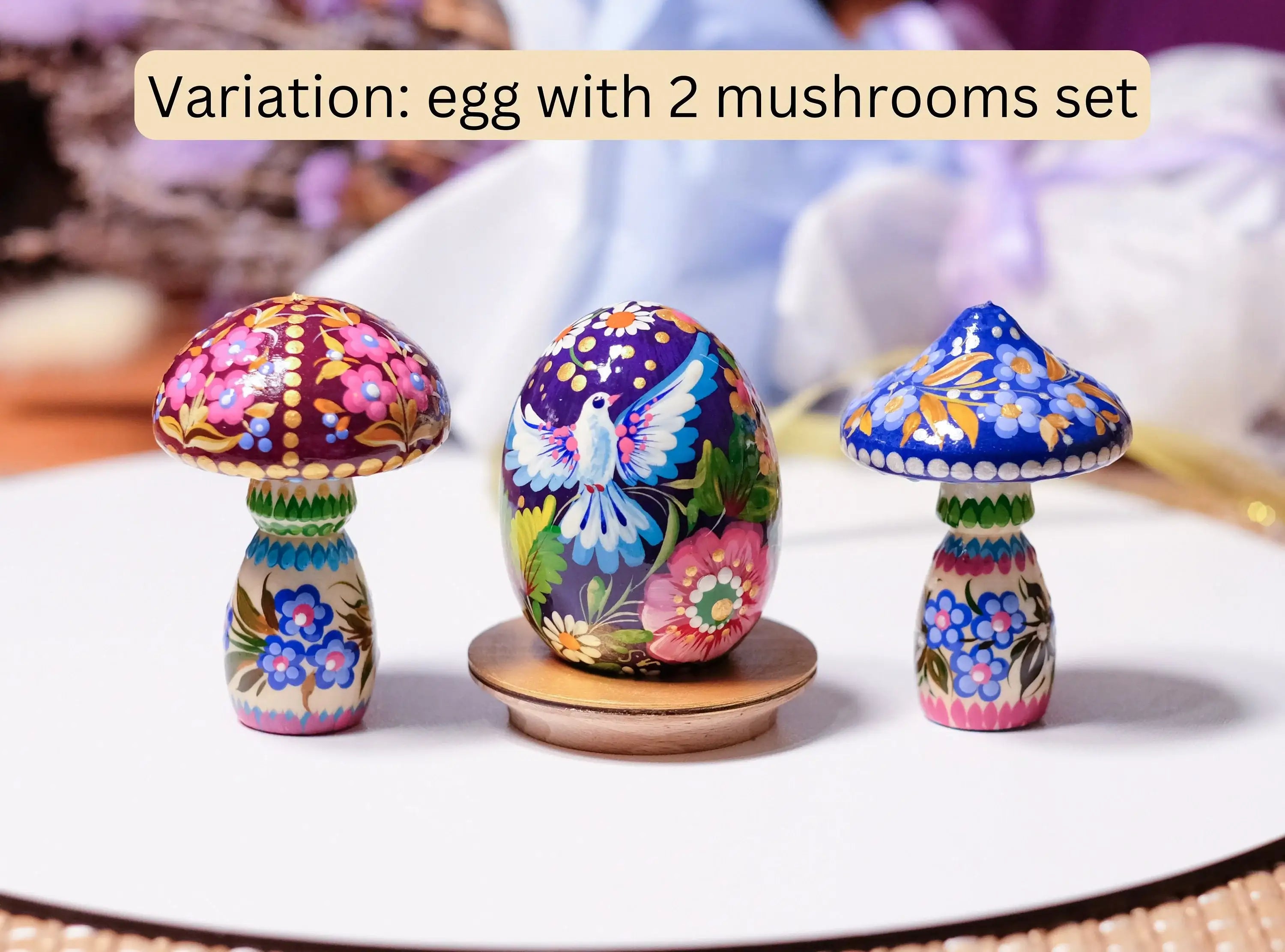 Wooden Easter Egg Hand-painted with Ukrainian Petrykivka Art