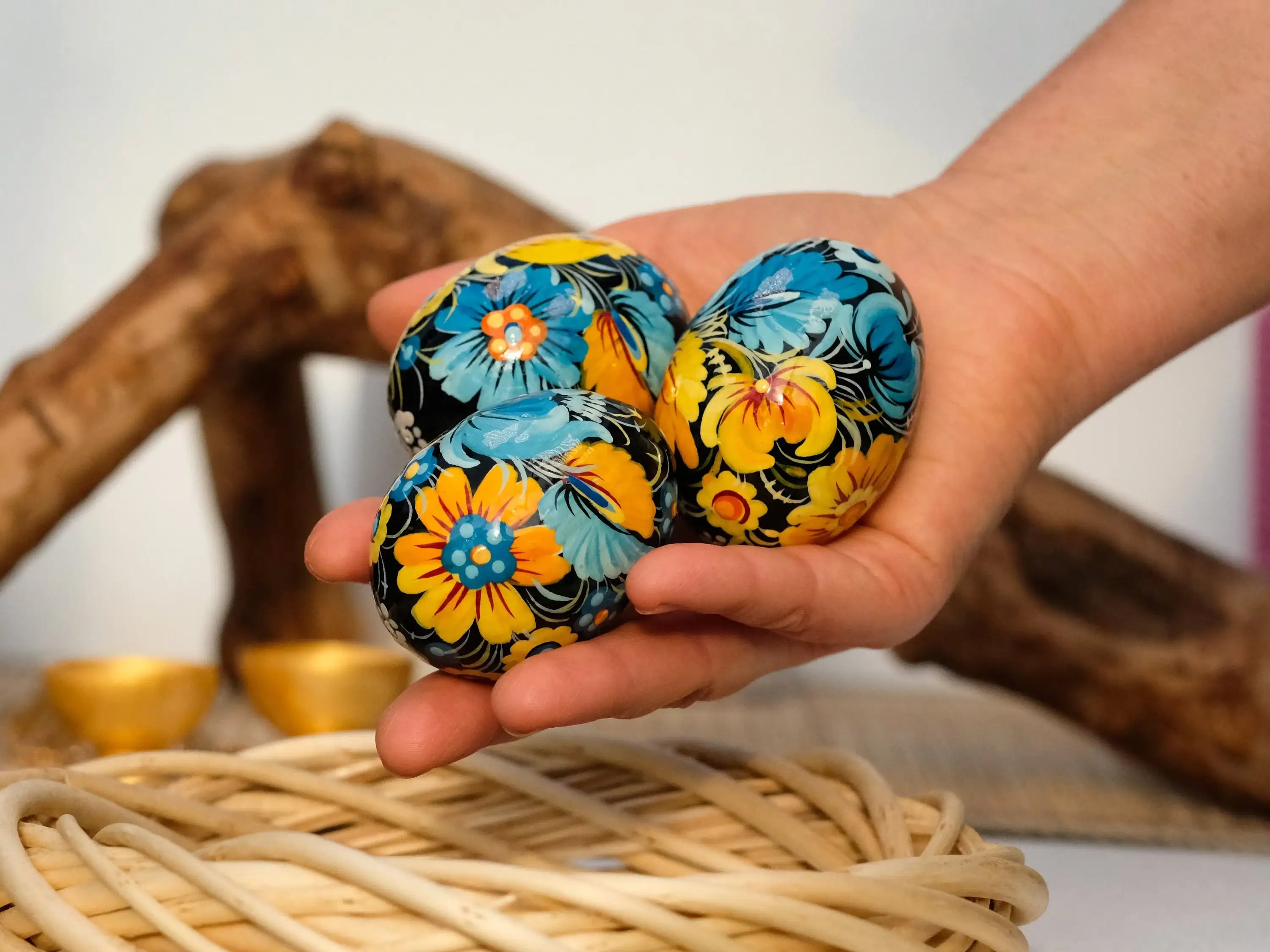 Ukrainian Pysanky Egg - Painted Wooden Easter Egg Ornament