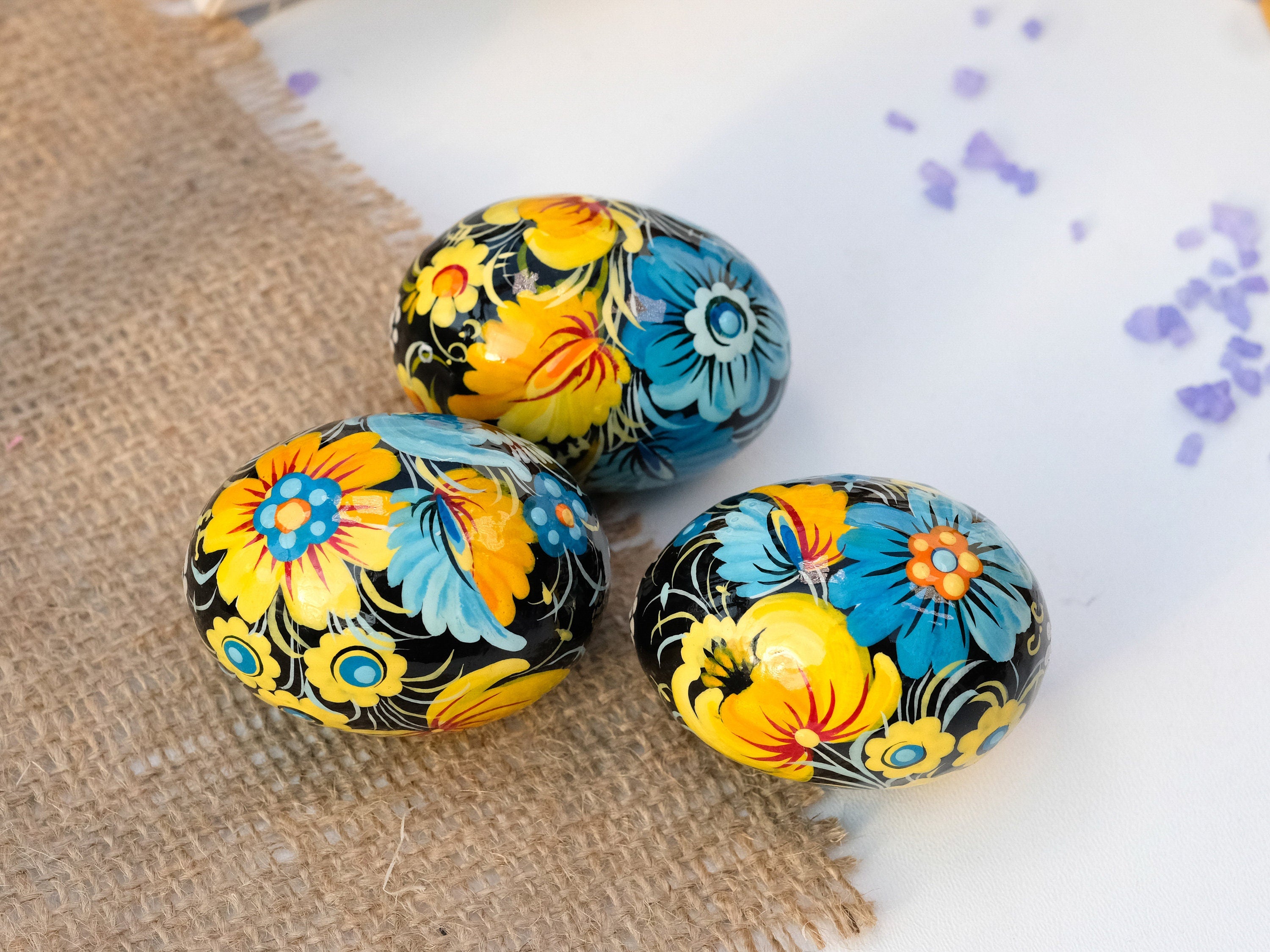 Ukrainian Pysanky Egg - Painted Wooden Easter Egg Ornament