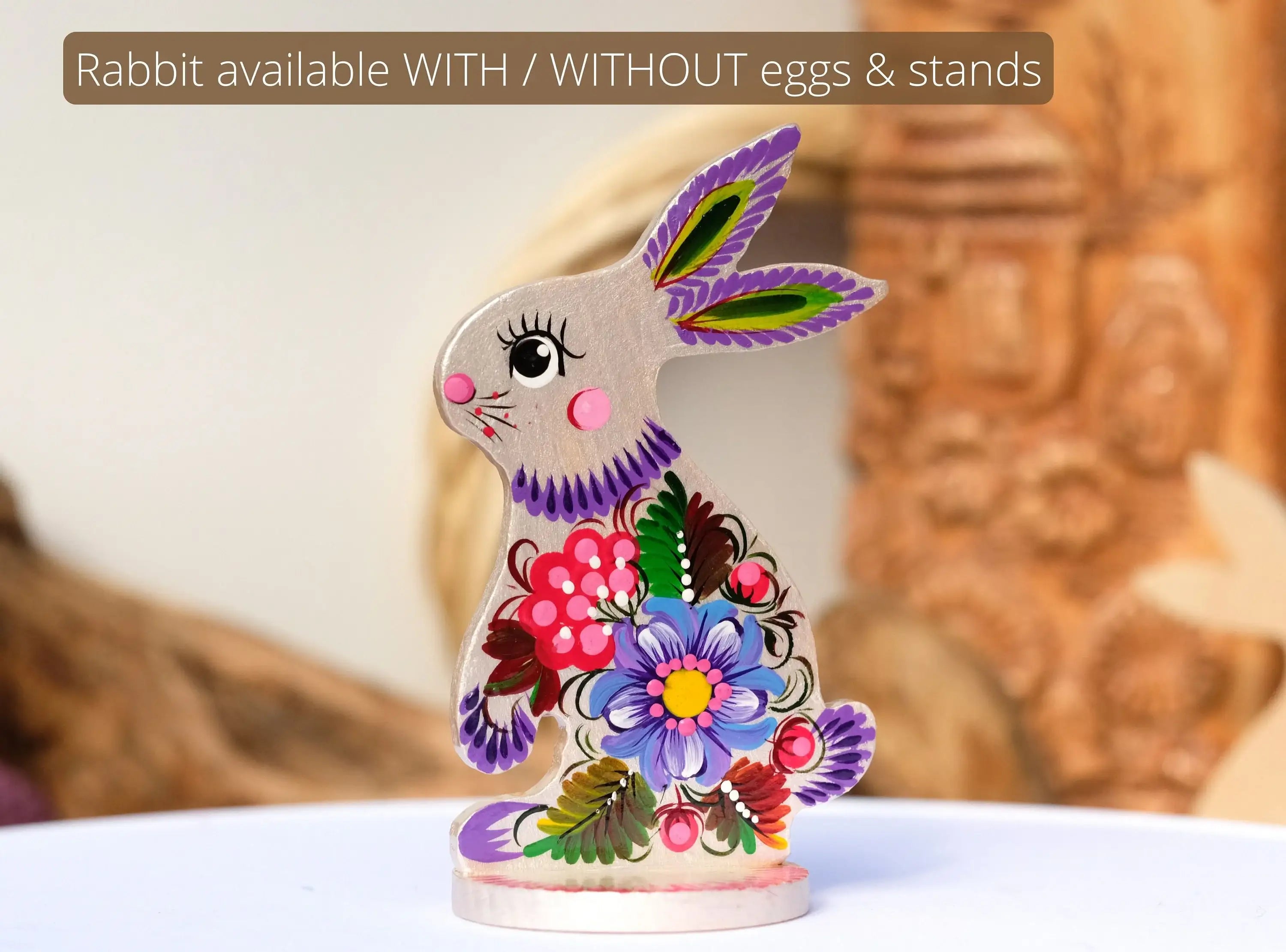 Personalized Easter Bunny- Carved from Wood & Hand-painted