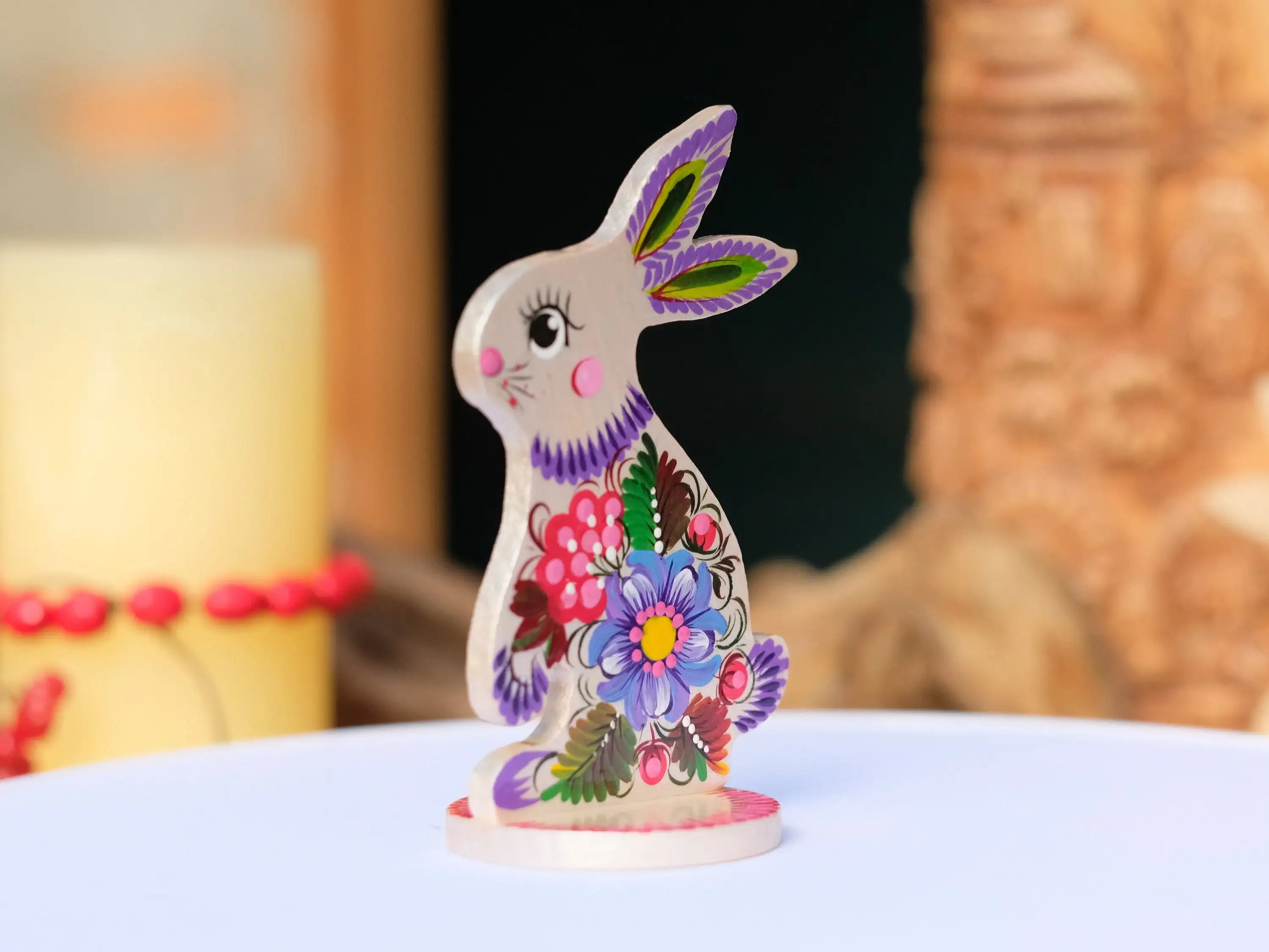 Personalized Easter Bunny- Carved from Wood & Hand-painted