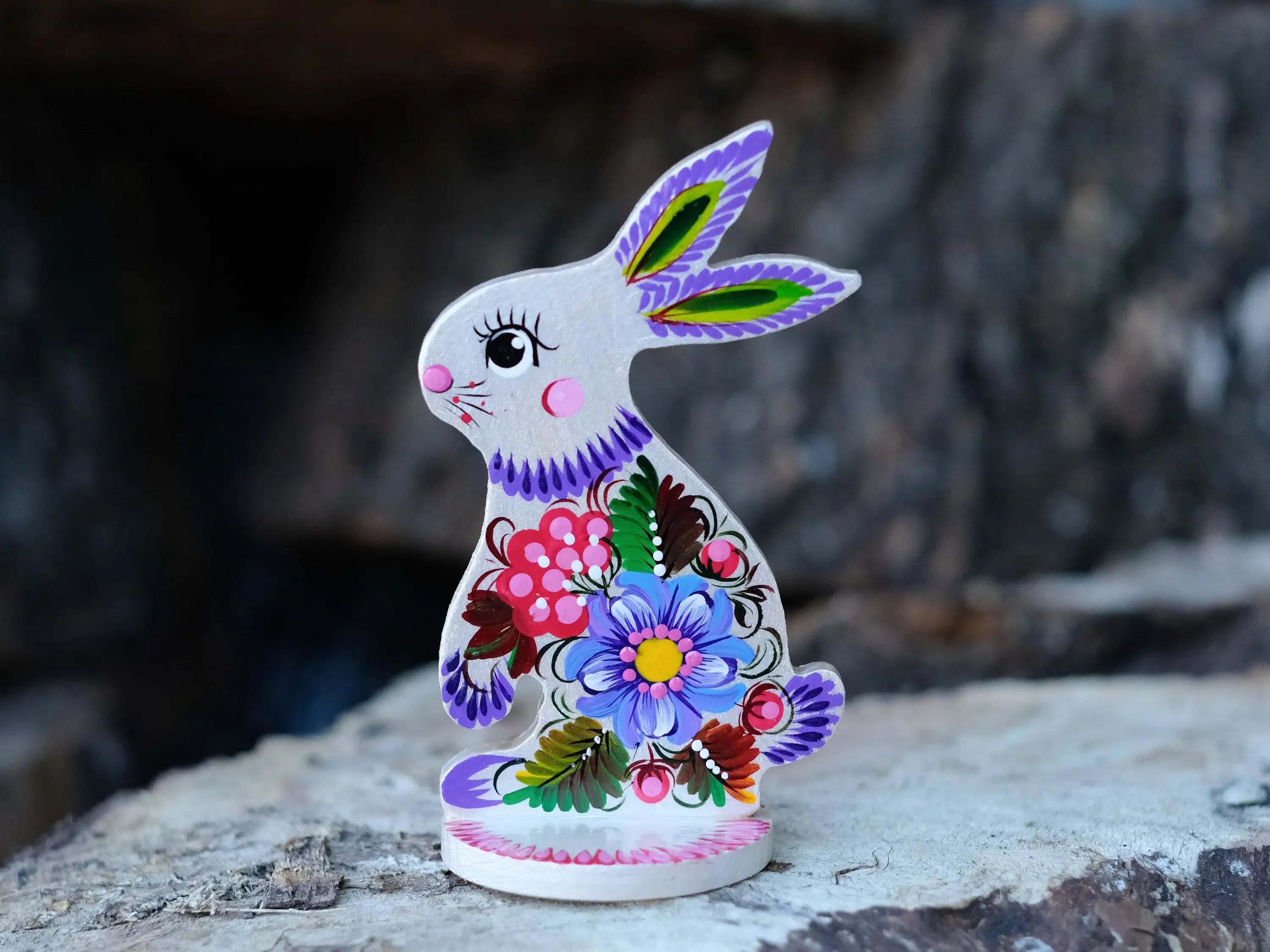Personalized Easter Bunny- Carved from Wood & Hand-painted