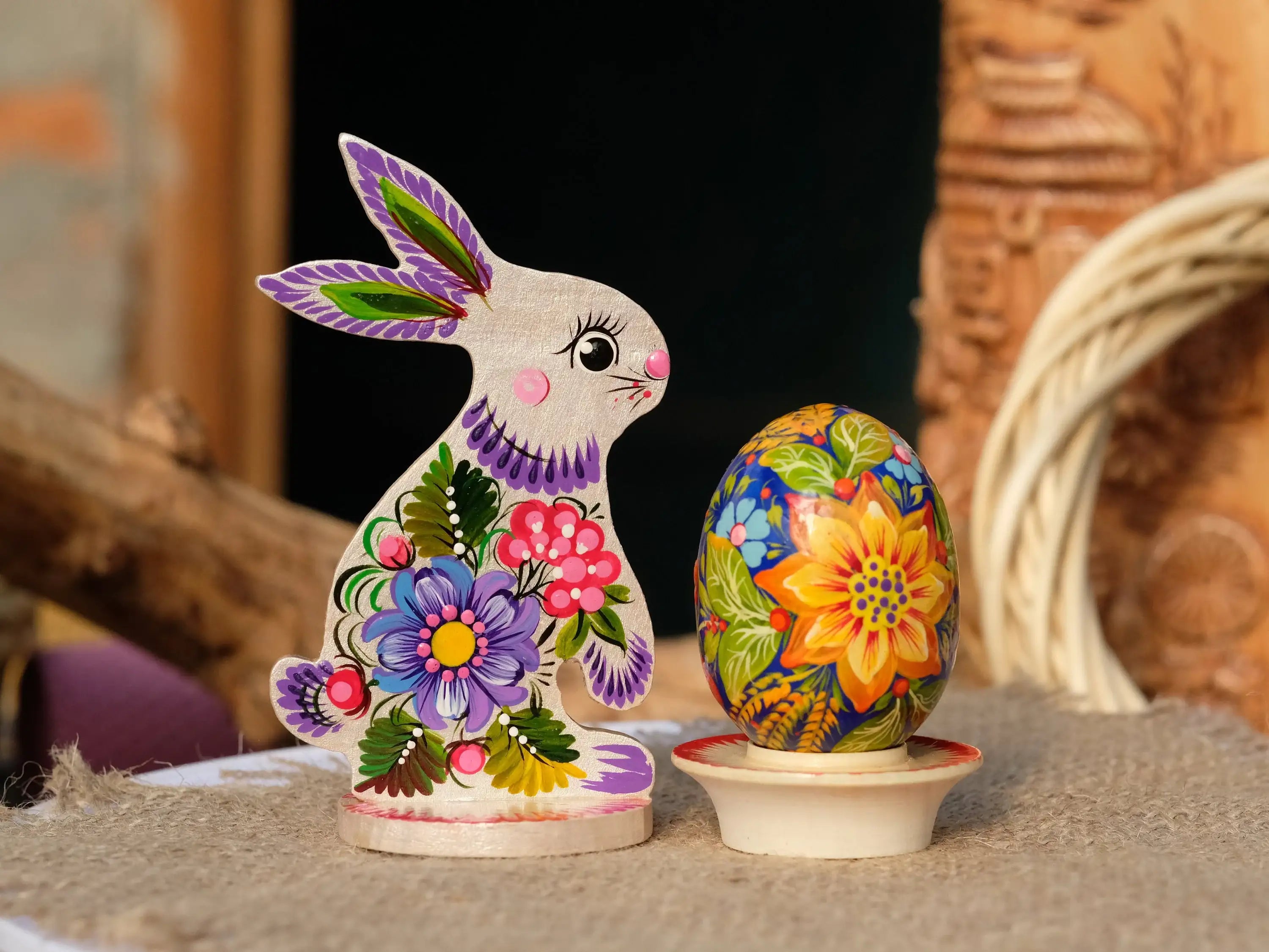 Personalized Easter Bunny- Carved from Wood & Hand-painted