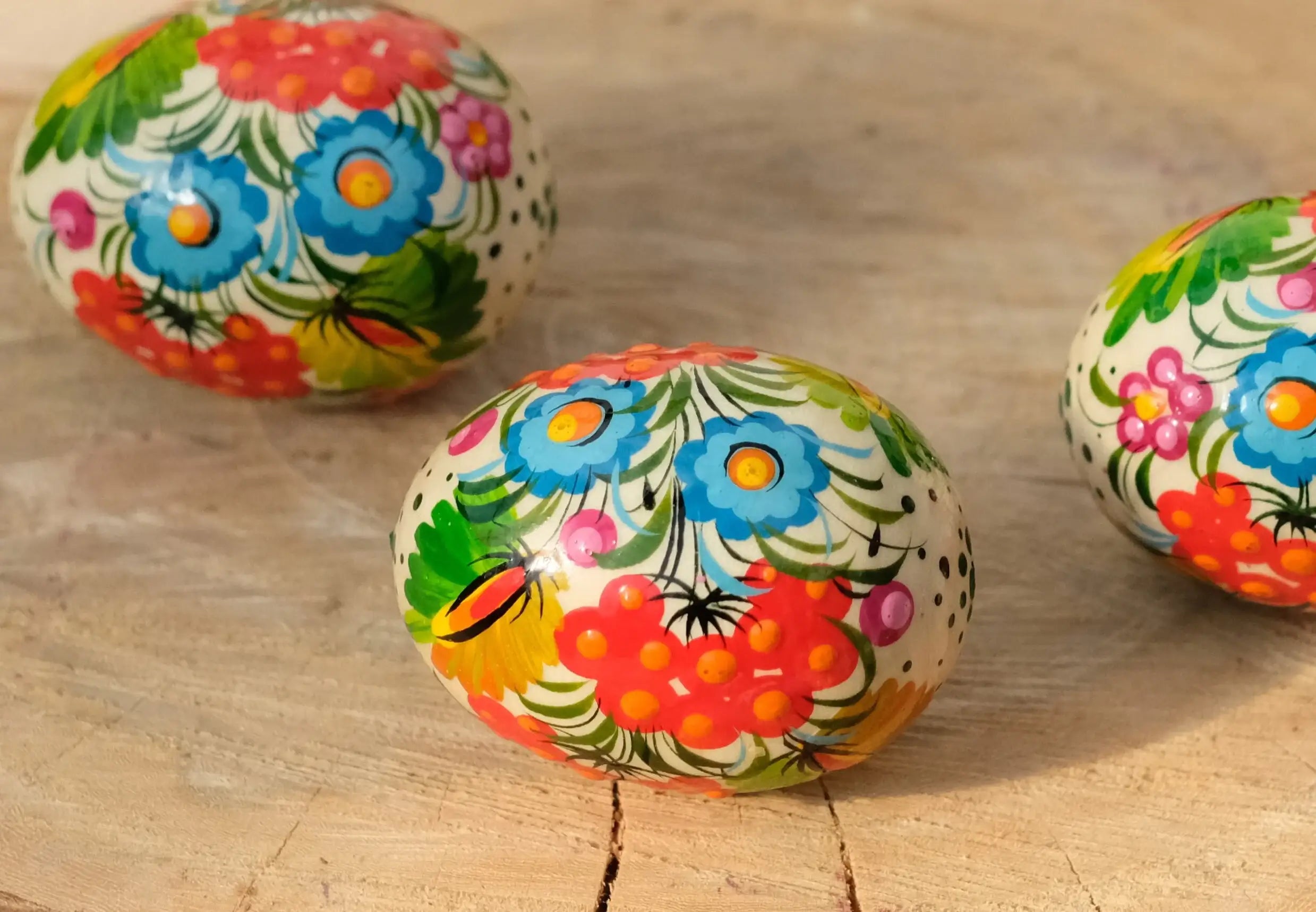Painted Ukrainian Wooden Easter Eggs - Handmade Ukrainian Pysanky