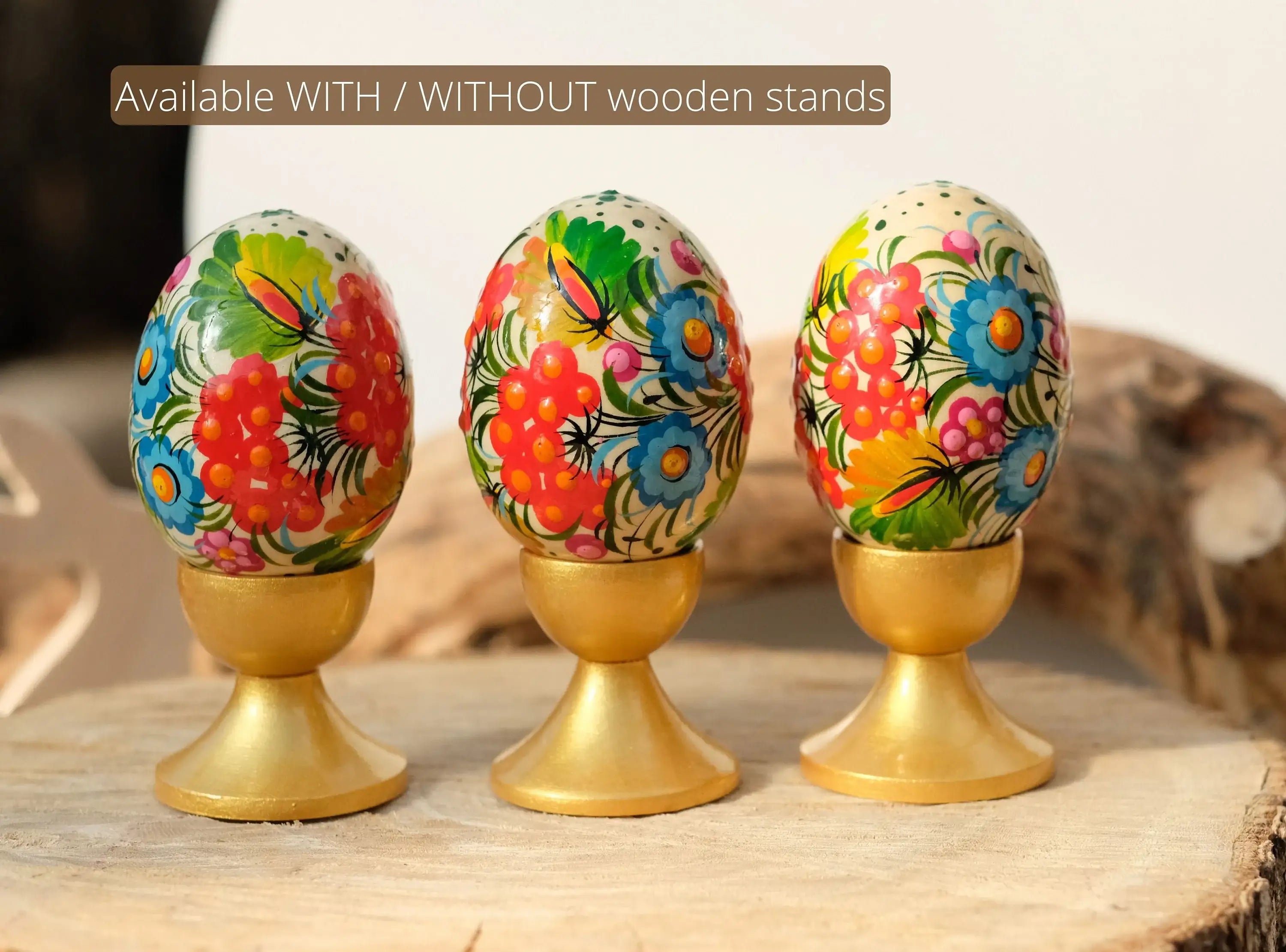 Painted Ukrainian Wooden Easter Eggs - Handmade Ukrainian Pysanky