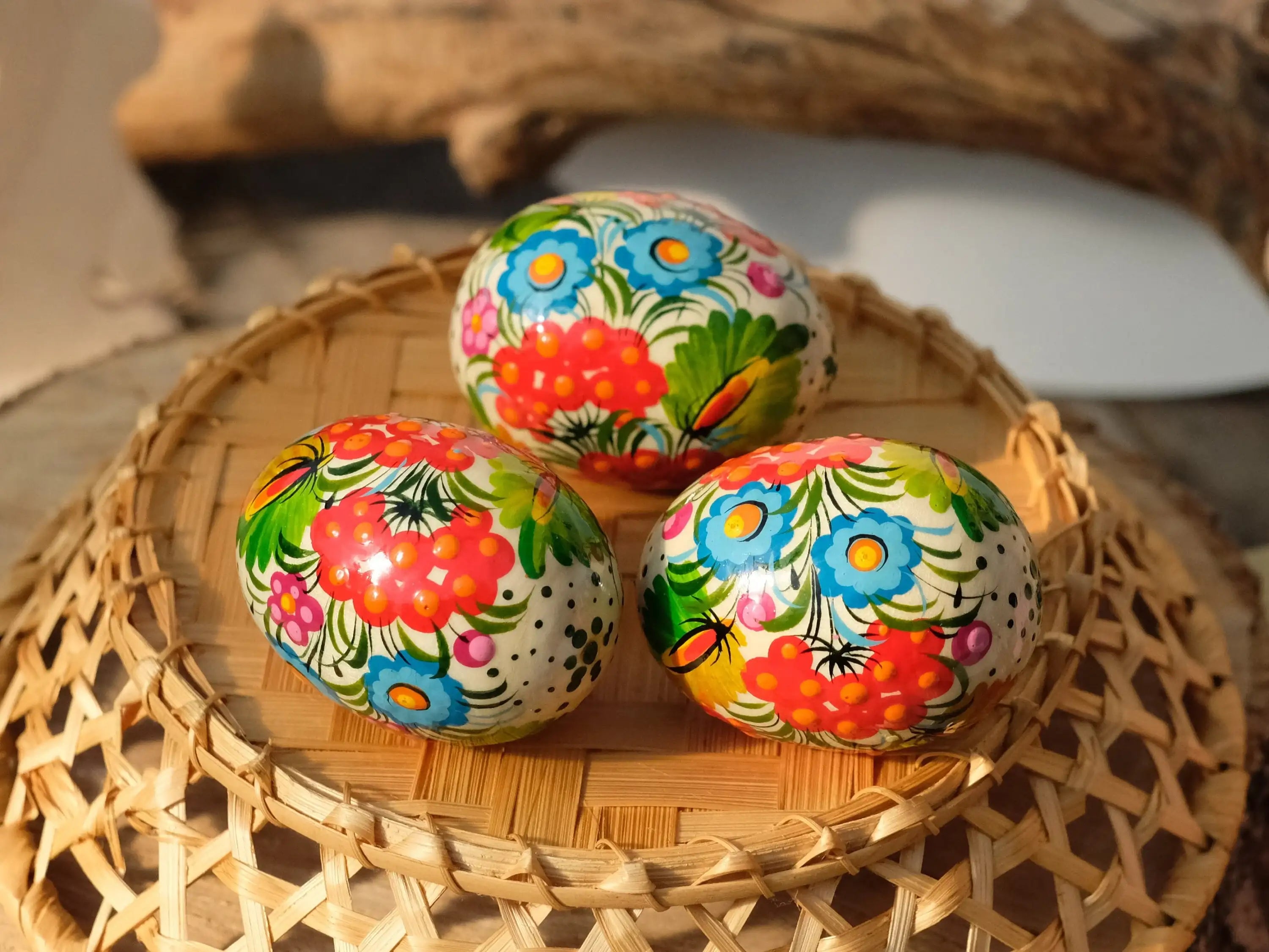 Painted Ukrainian Wooden Easter Eggs - Handmade Ukrainian Pysanky