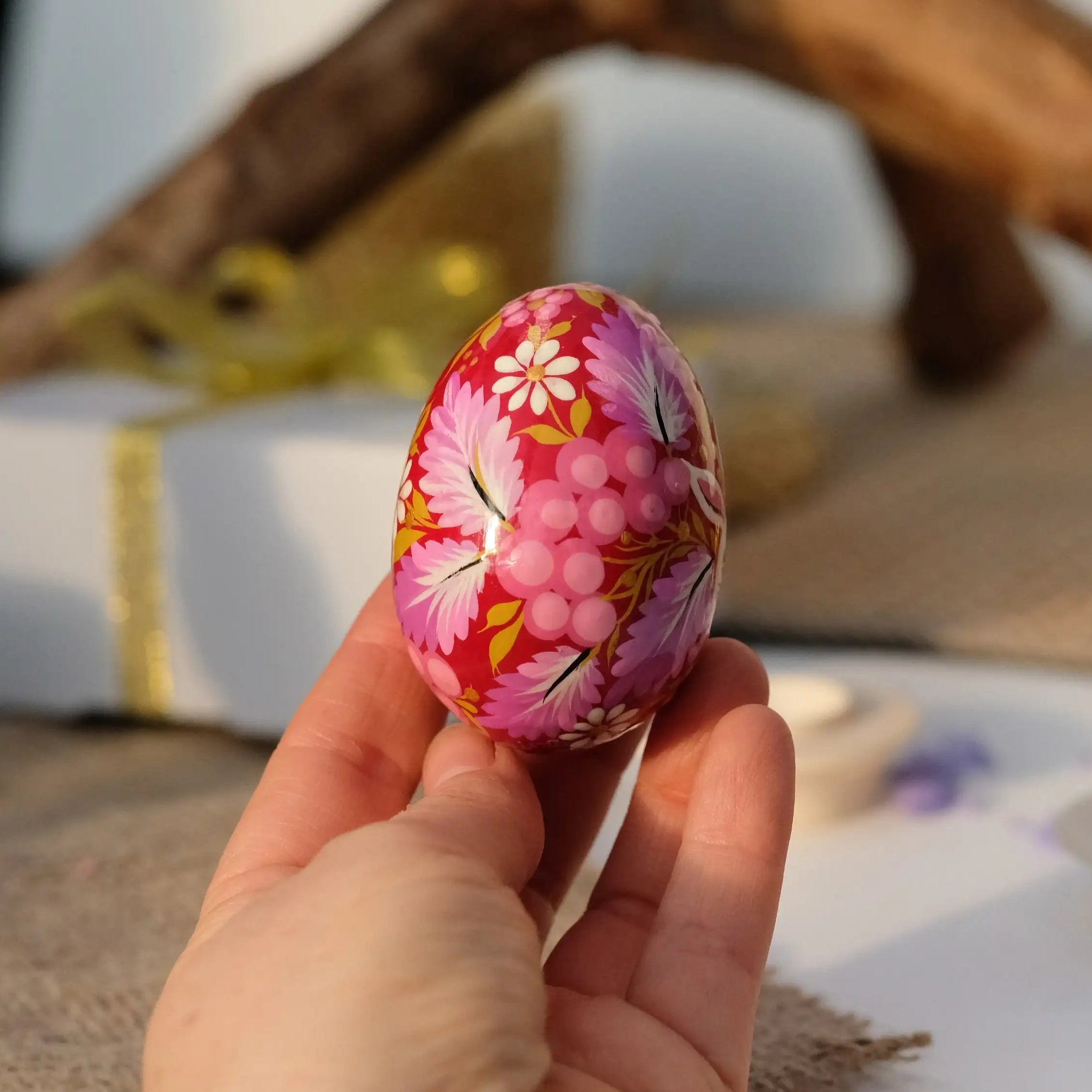 Hand-painted Wooden Easter Bunny Decorative Egg Ornament