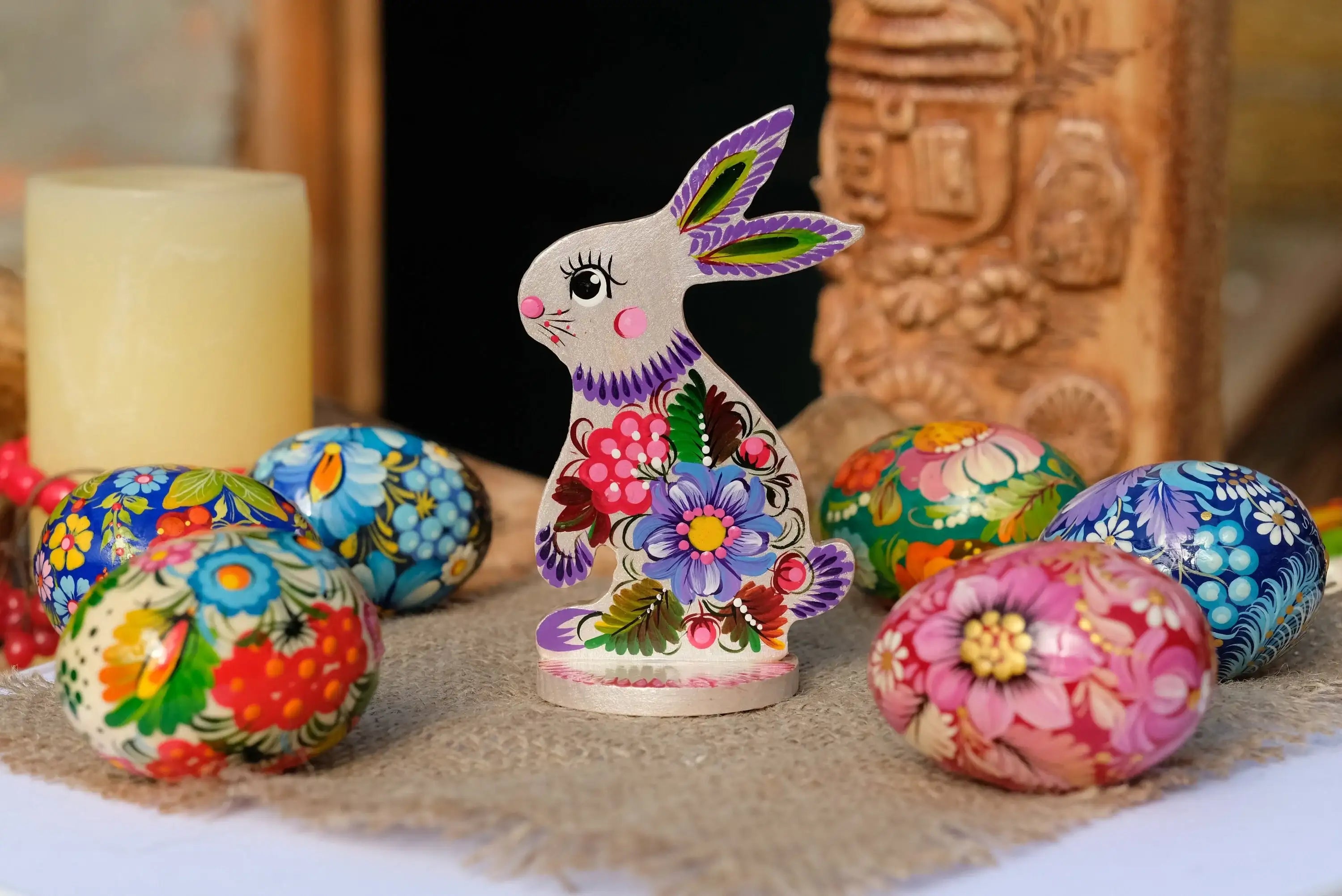 Personalized Easter Bunny- Carved from Wood & Hand-painted