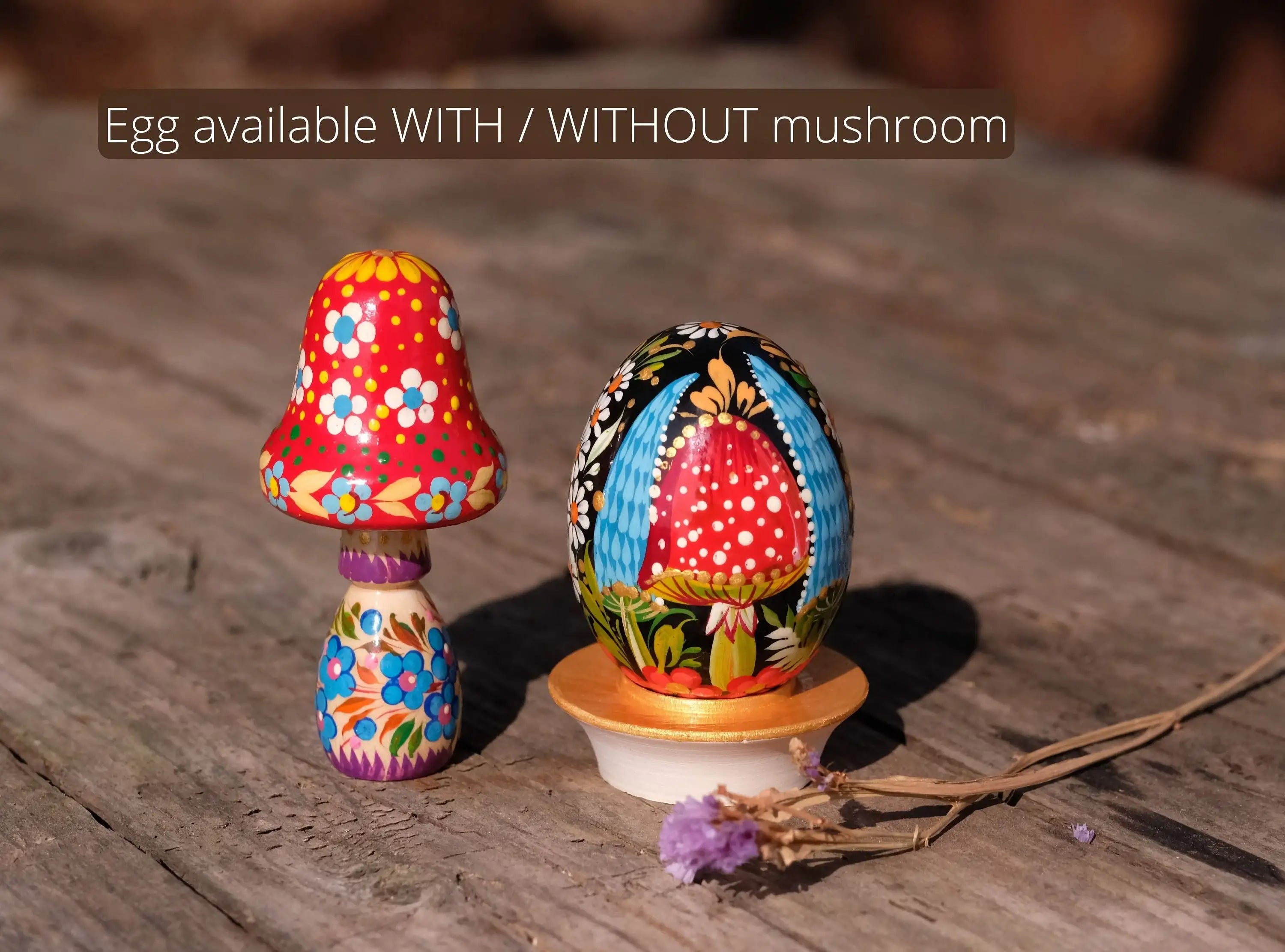 Ukranian Mushroom Easter Egg Ornament - Hand-painted Ukrainian Pysanky