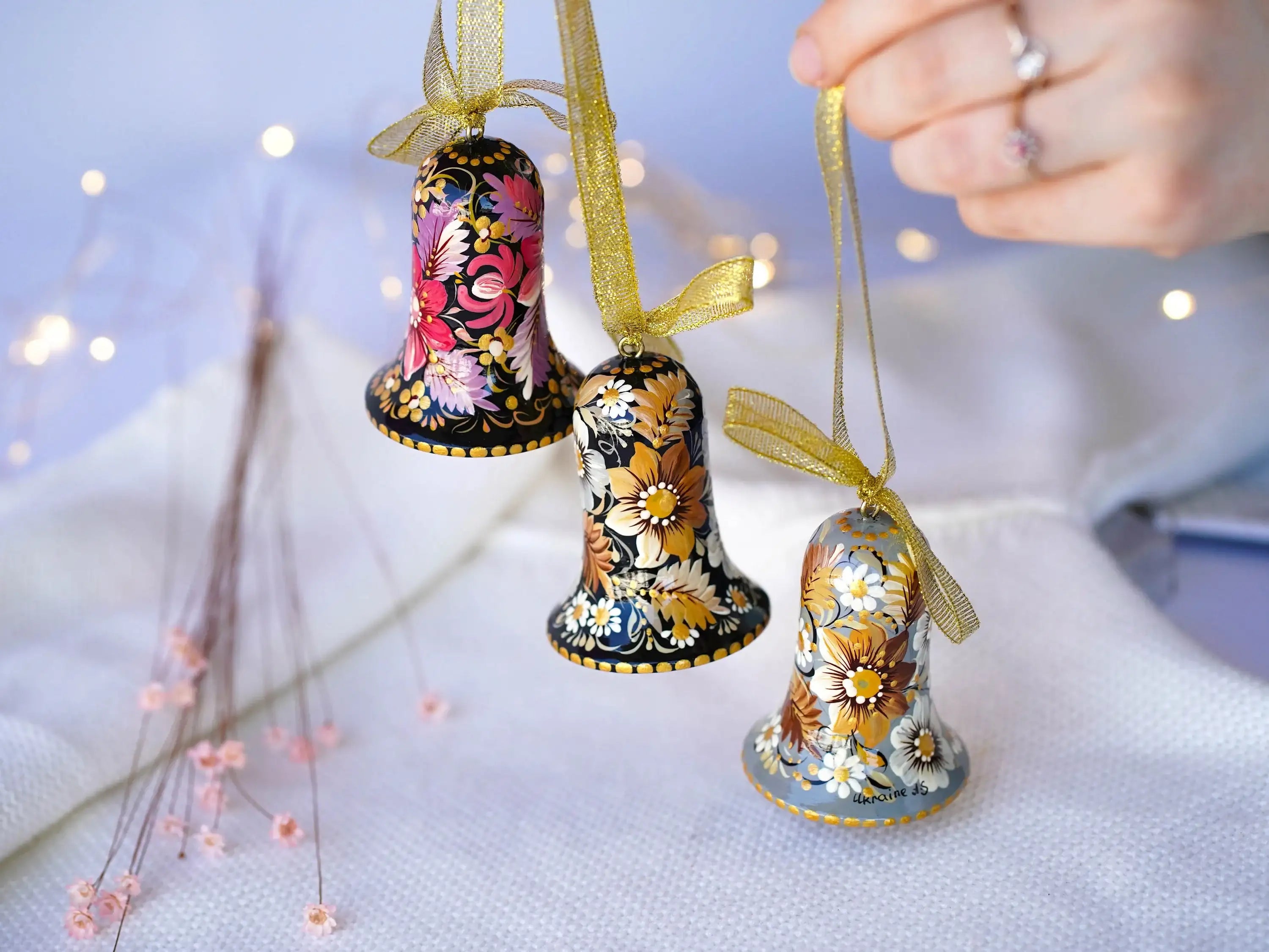 Wooden Bell Christmas Ornament Hand-painted