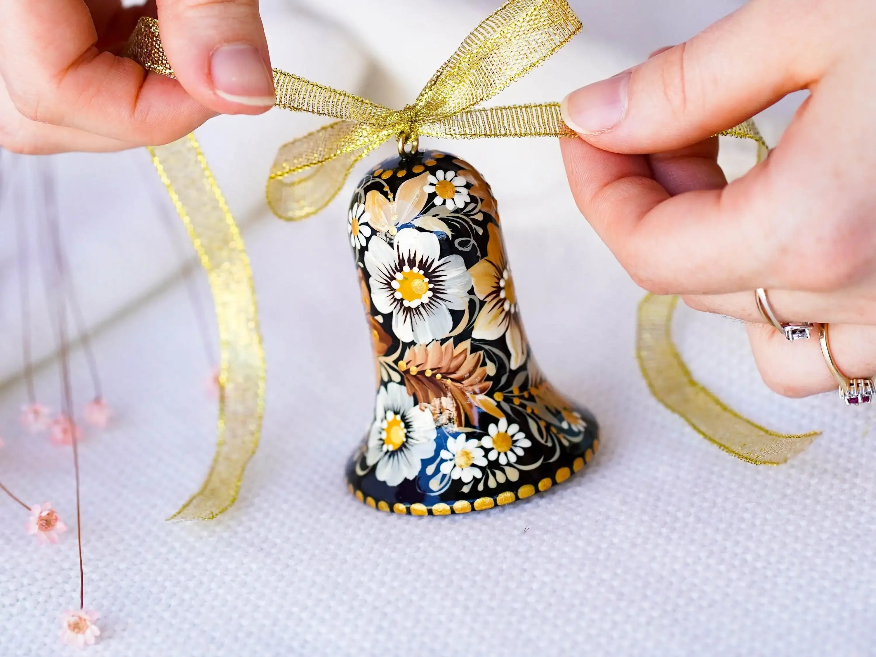 Wooden Bell Christmas Ornament Hand-painted
