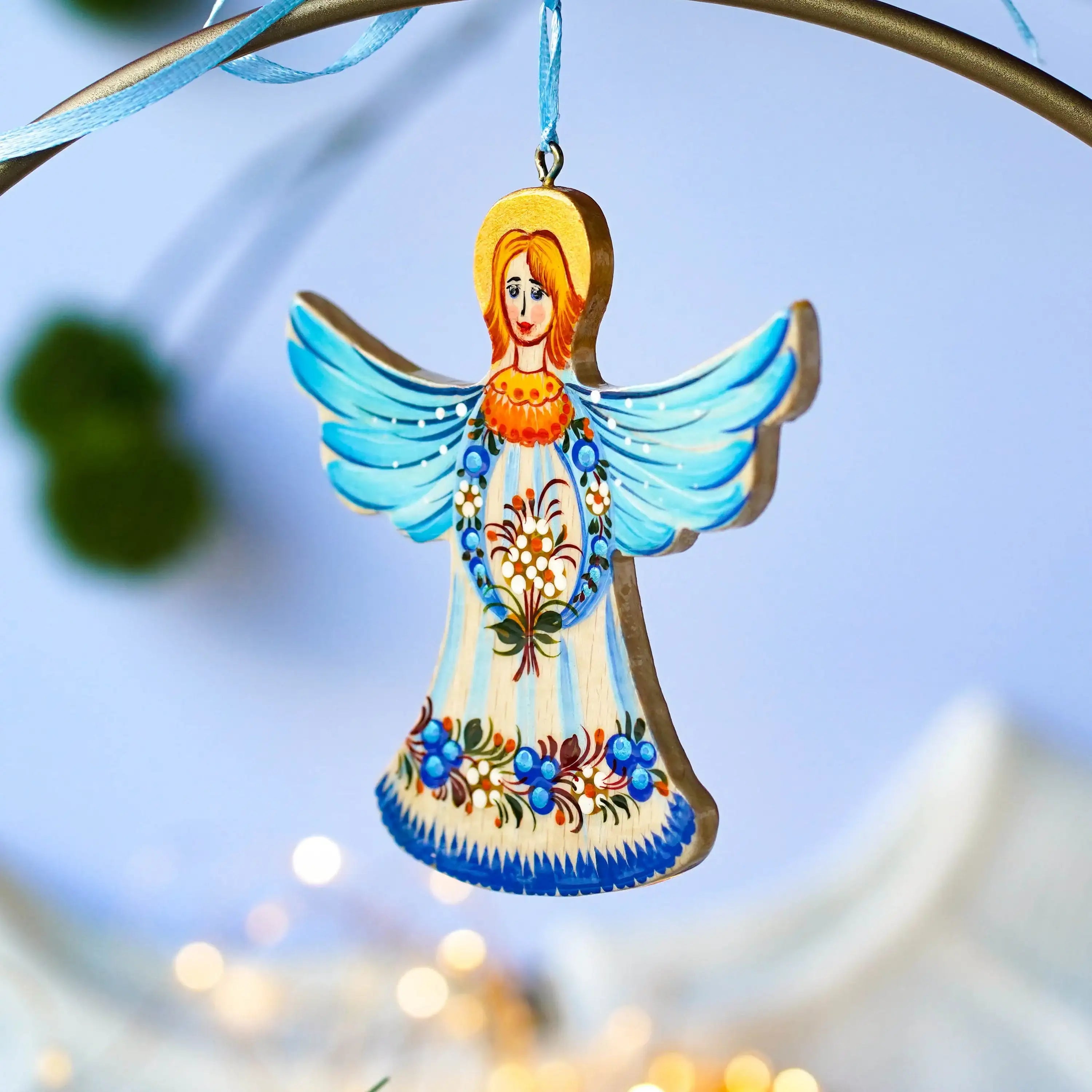 Set of 2 Angel Ornaments Hand-painted & Gift-wrapped