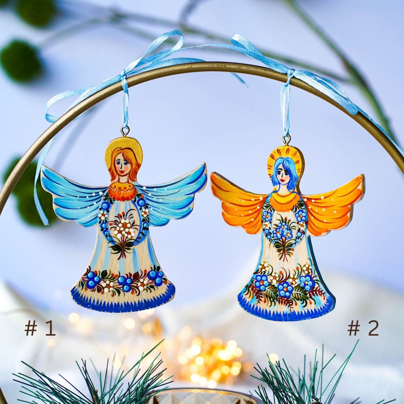 Wooden Hand-painted Angel Ornament