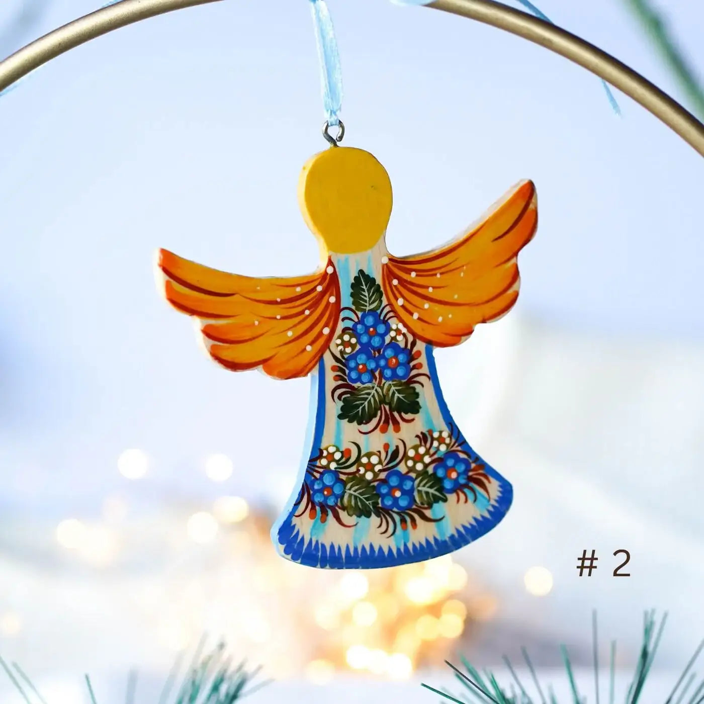 Wooden Hand-painted Angel Ornament