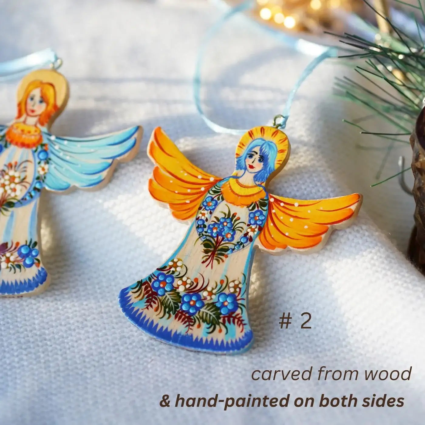 Wooden Hand-painted Angel Ornament