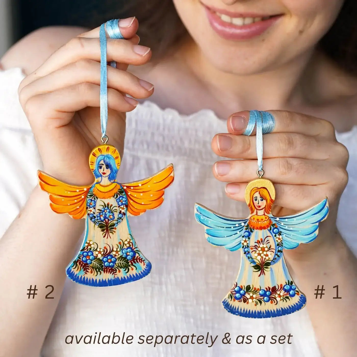 Wooden Hand-painted Angel Ornament