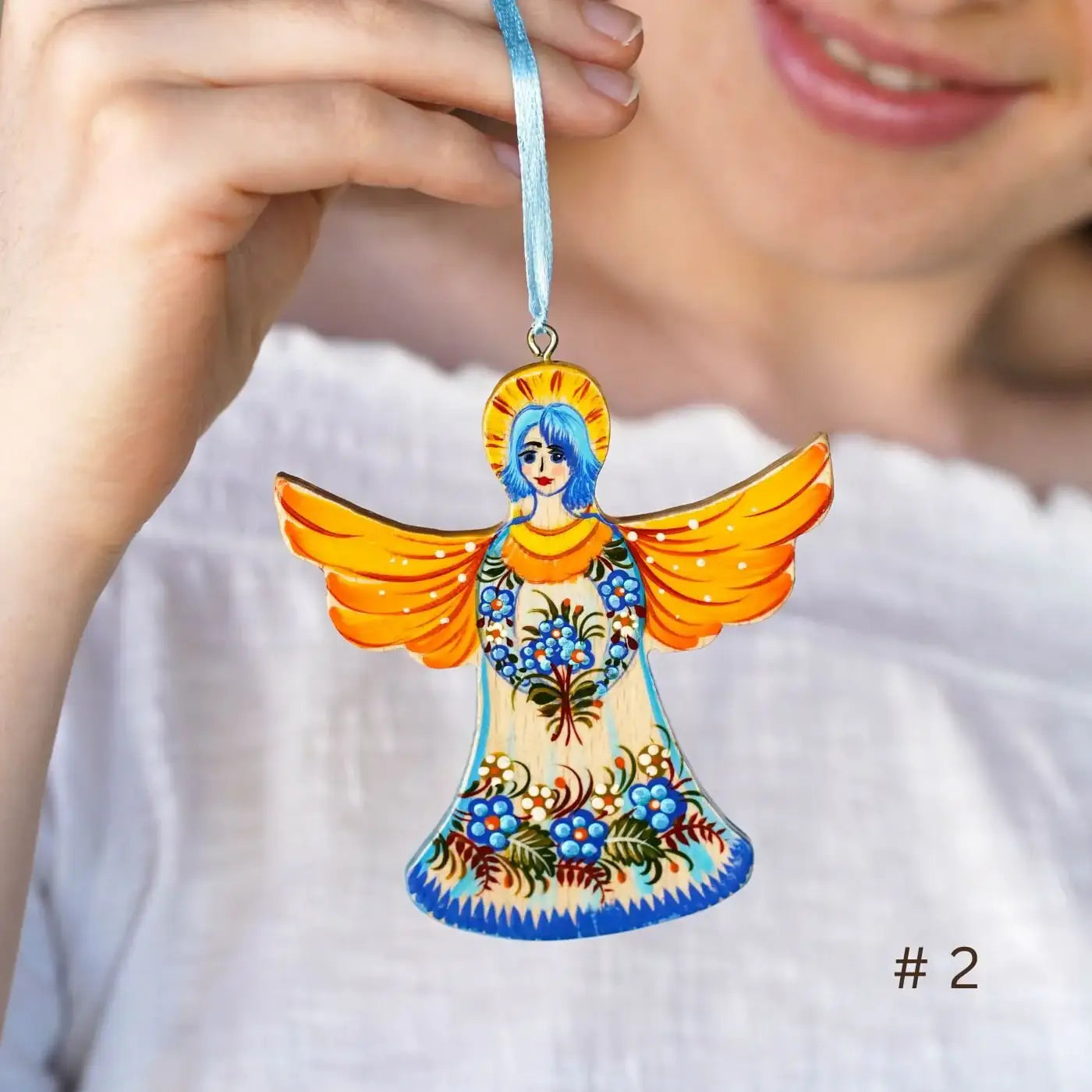 Wooden Hand-painted Angel Ornament