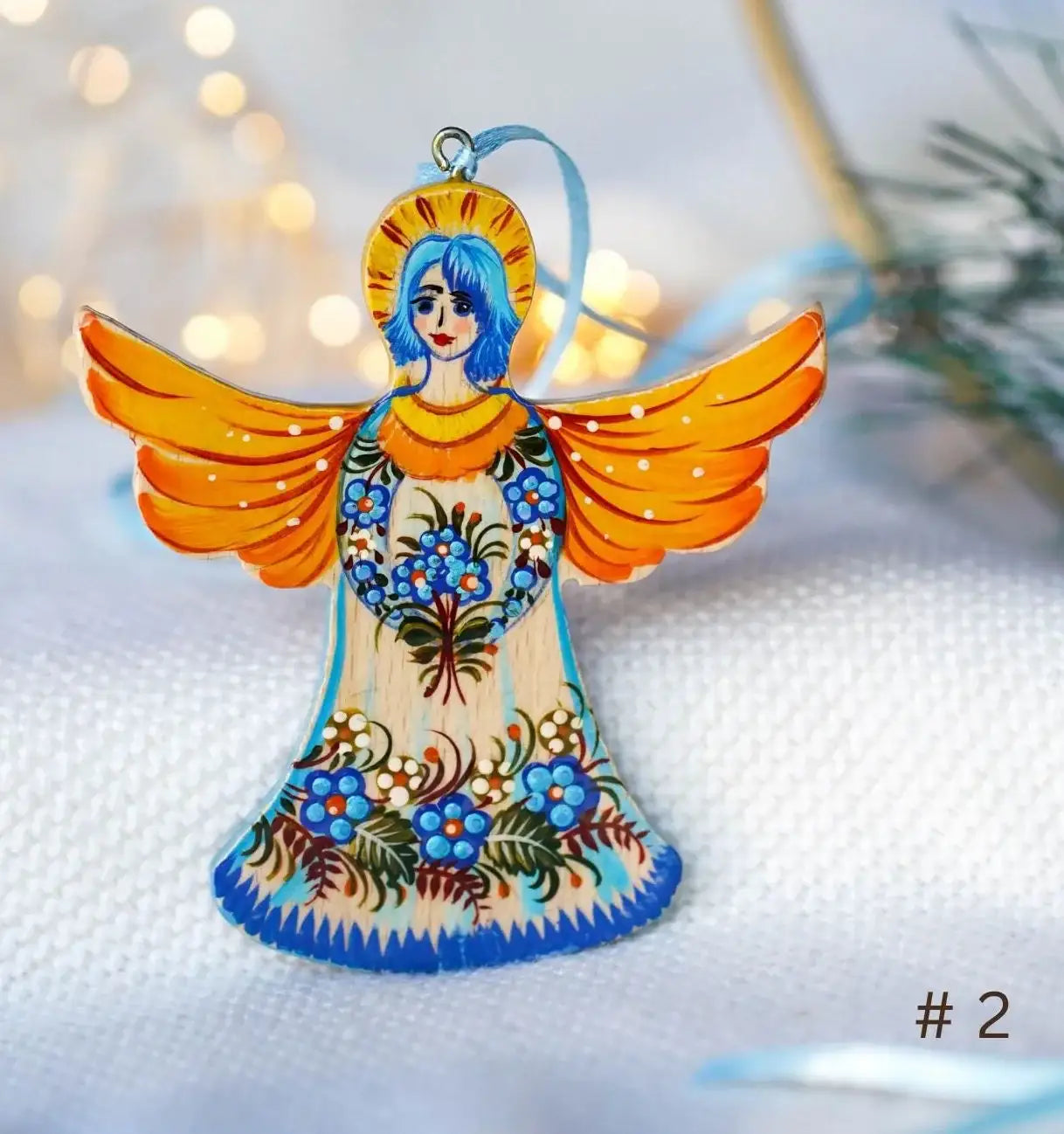 Wooden Hand-painted Angel Ornament