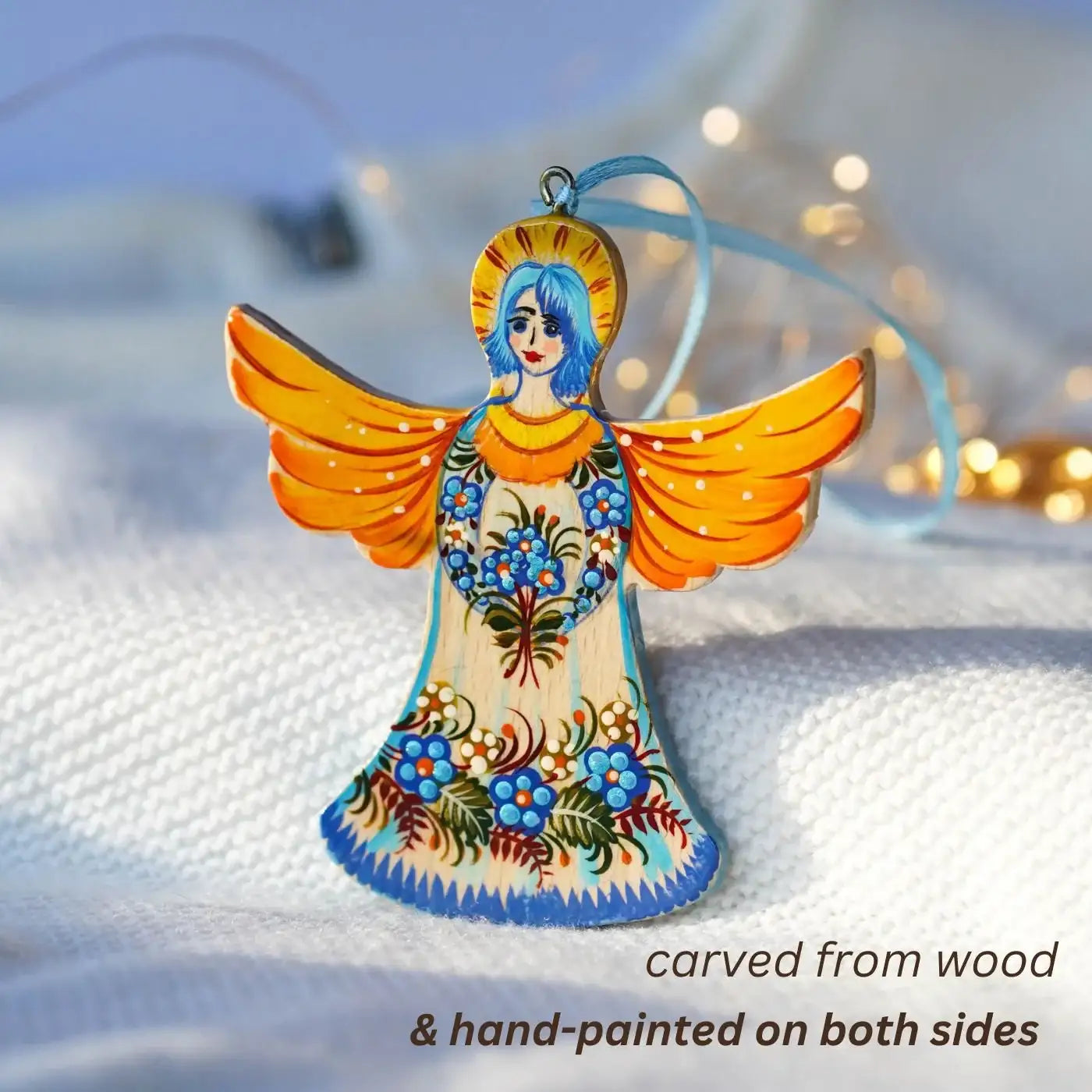Set of 2 Angel Ornaments Hand-painted & Gift-wrapped