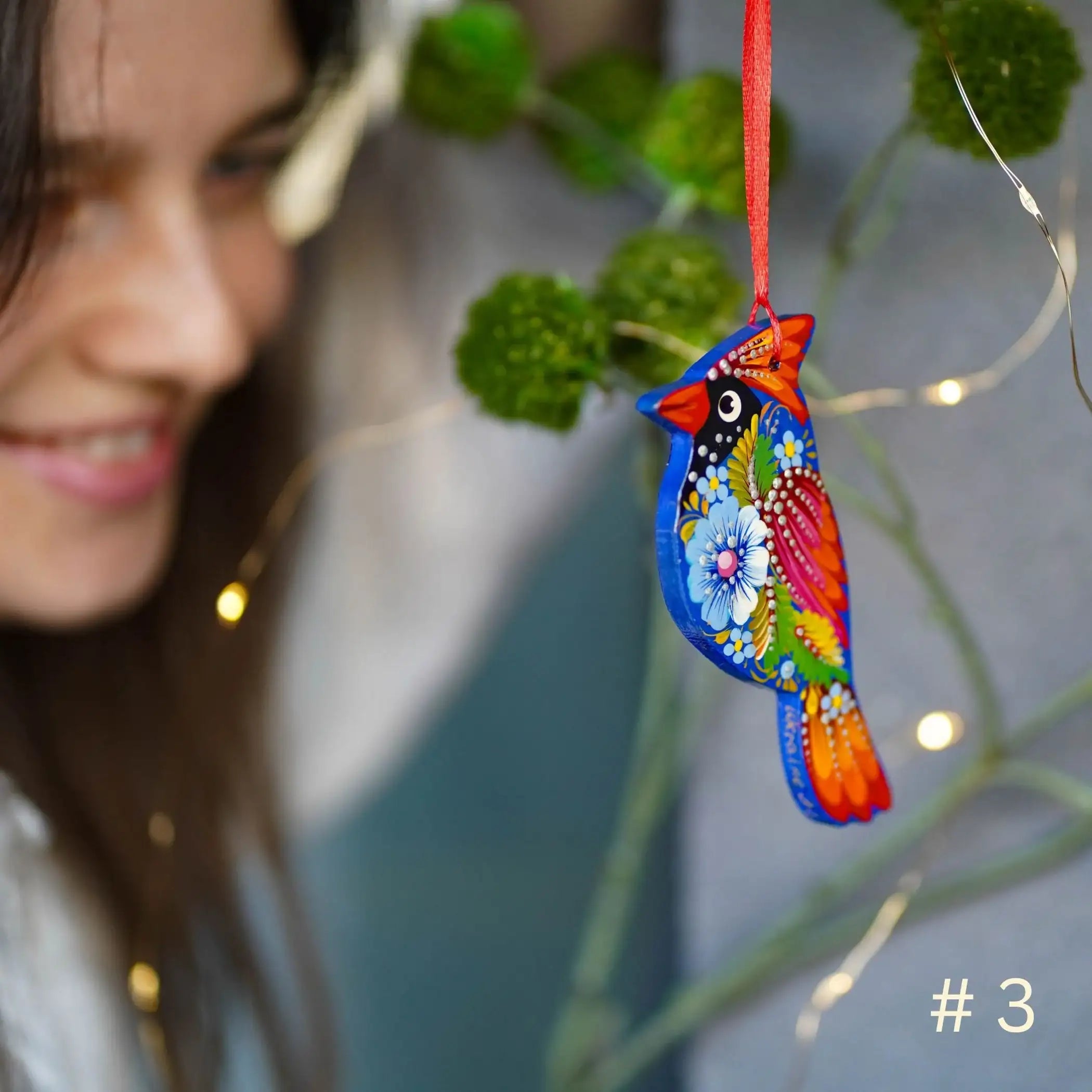 Painted Wooden Cardinal Christmas Ornament