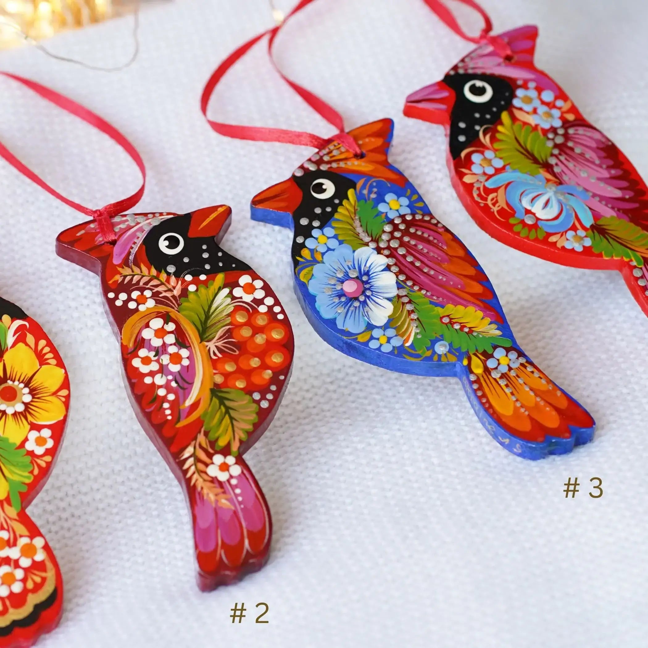 Painted Wooden Cardinal Christmas Ornament