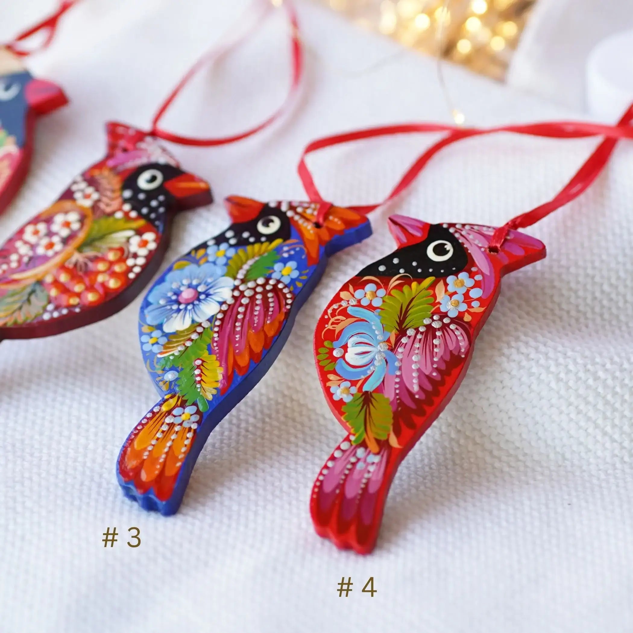 Cardinal Christmas Ornament Painted on Wood