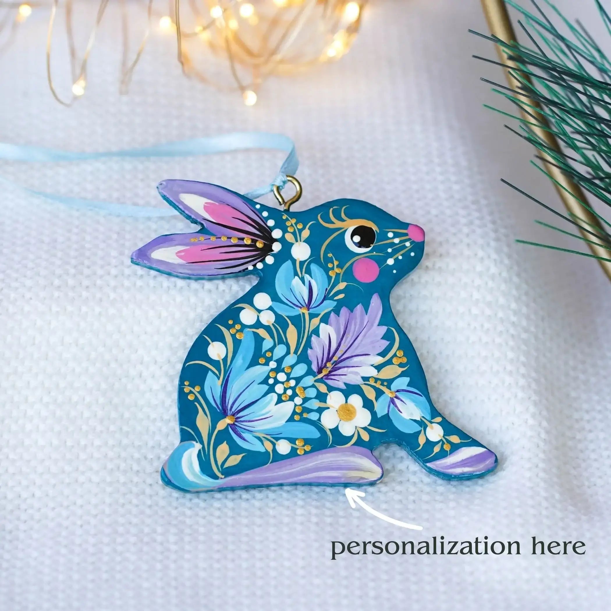 Personalized Set of Painted Wooden Family Easter Bunnies