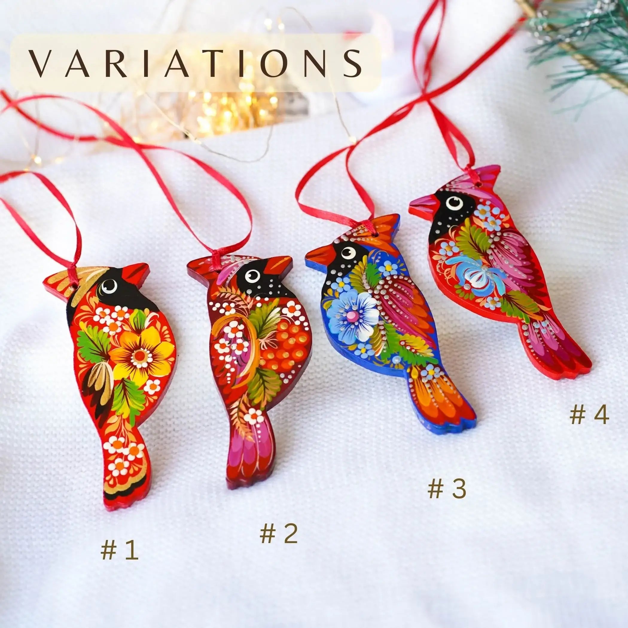 Painted Wooden Cardinal Christmas Ornament