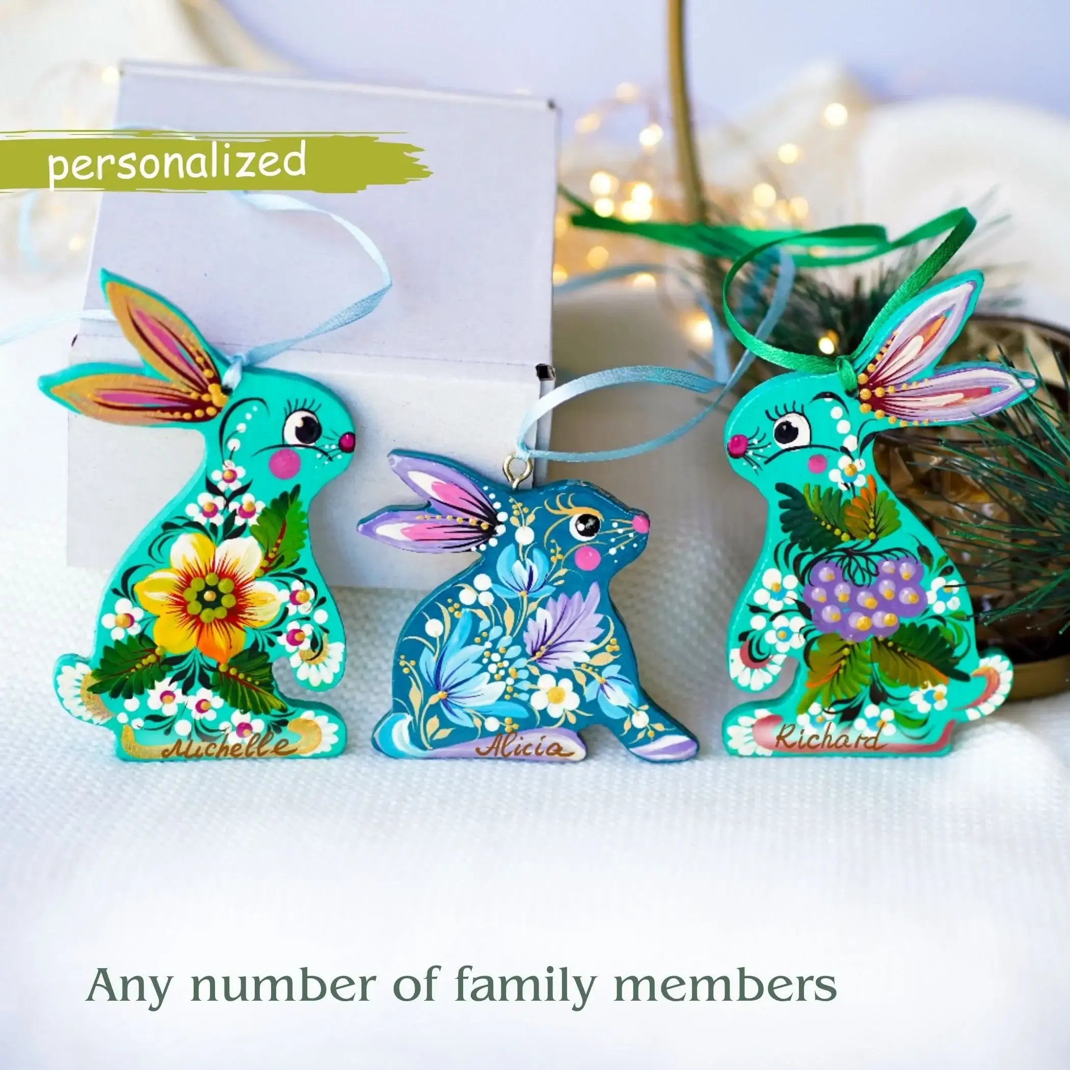 rabbit chrisrmas ornament set personalized