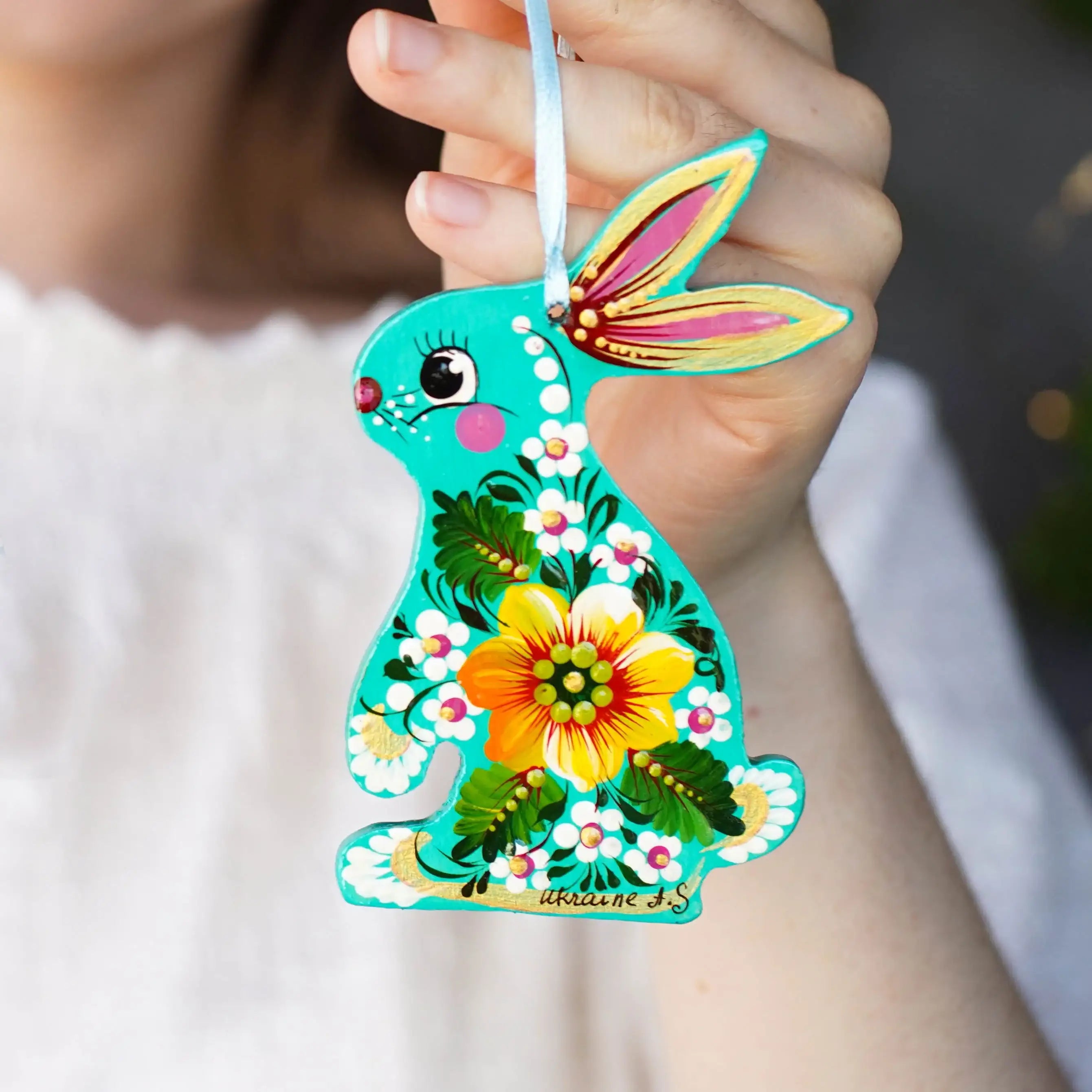 Personalized Set of Painted Wooden Family Easter Bunnies