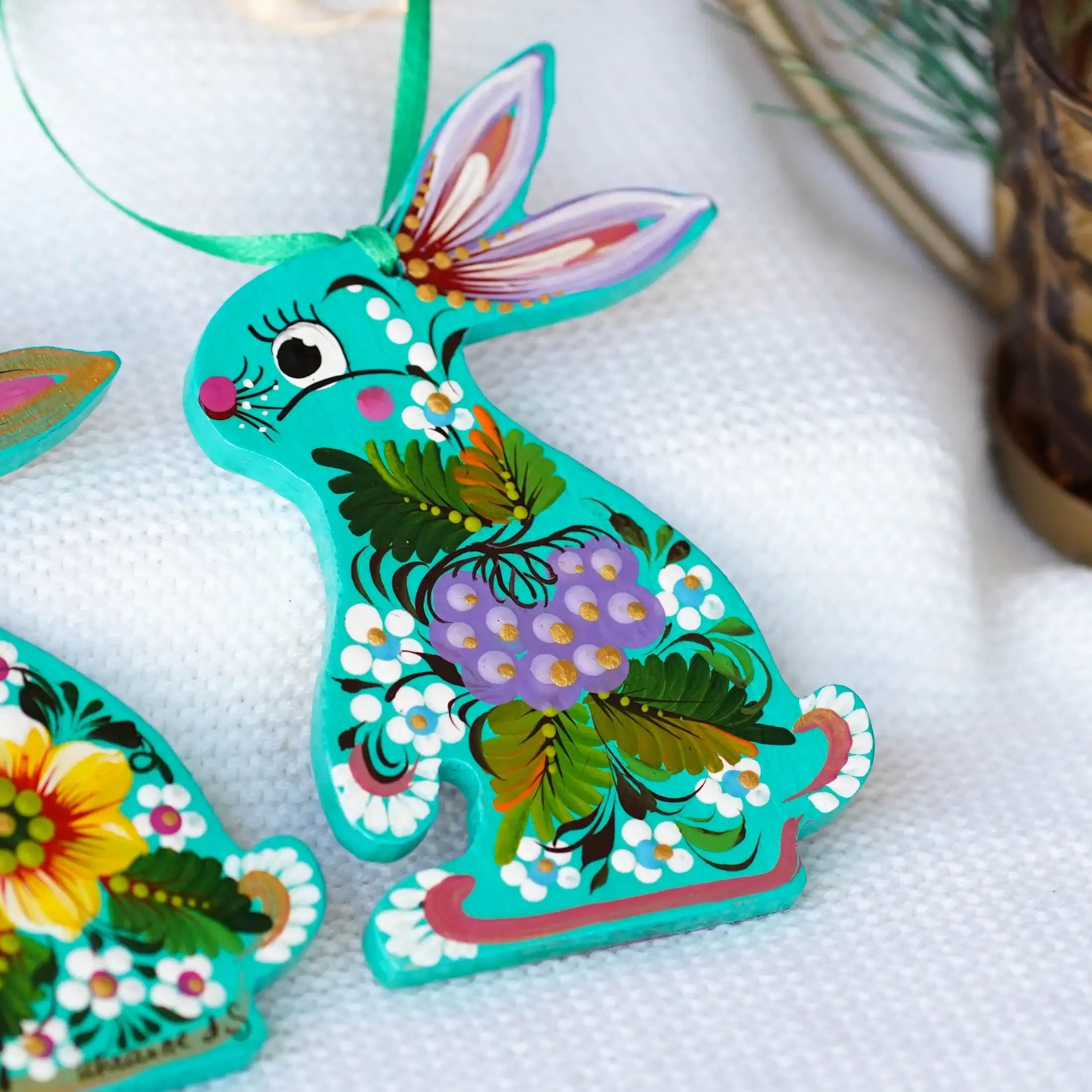 Personalized Set of Painted Wooden Family Easter Bunnies