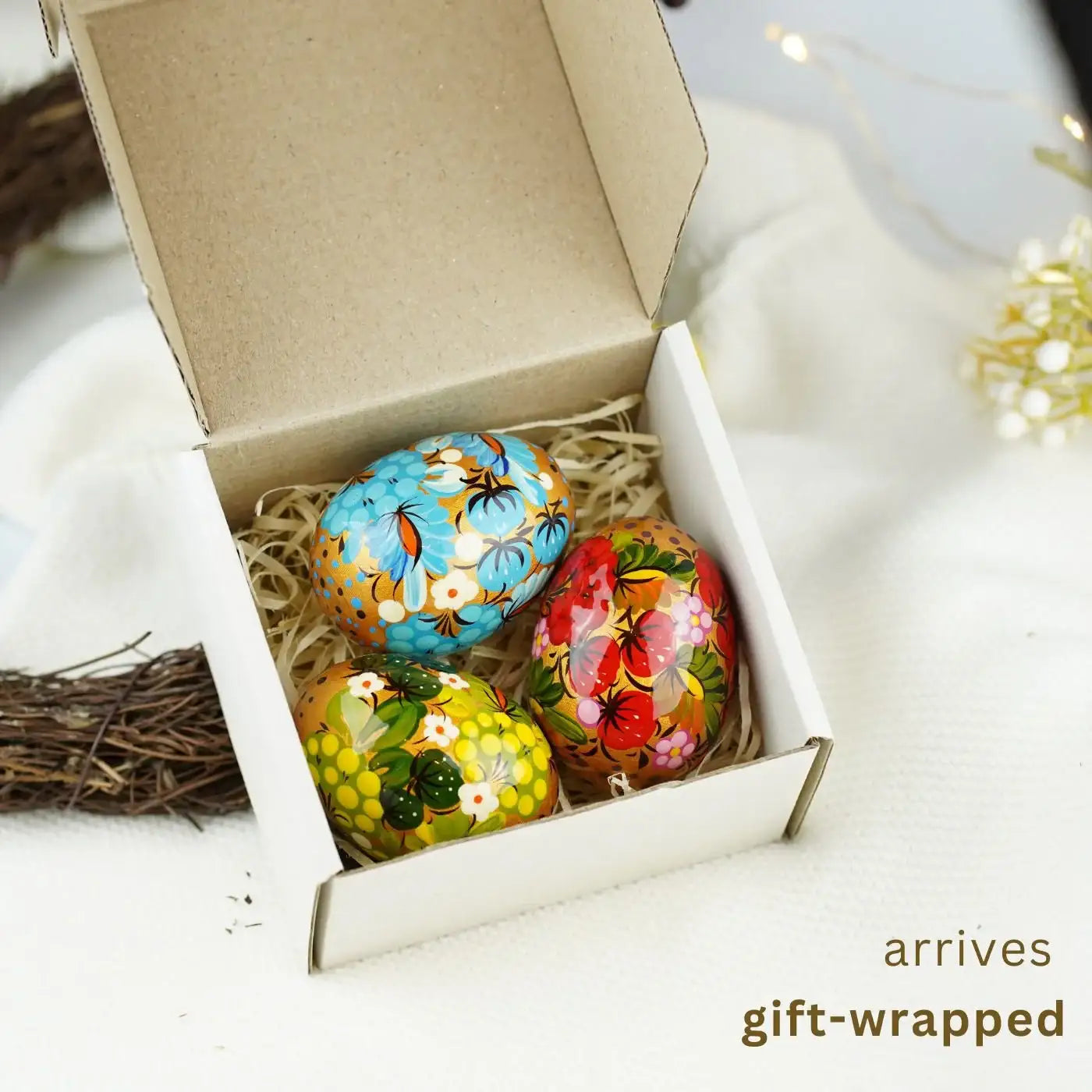 Hand-painted Strawberry Wooden Easter Egg - Unique Petrykivka Egg