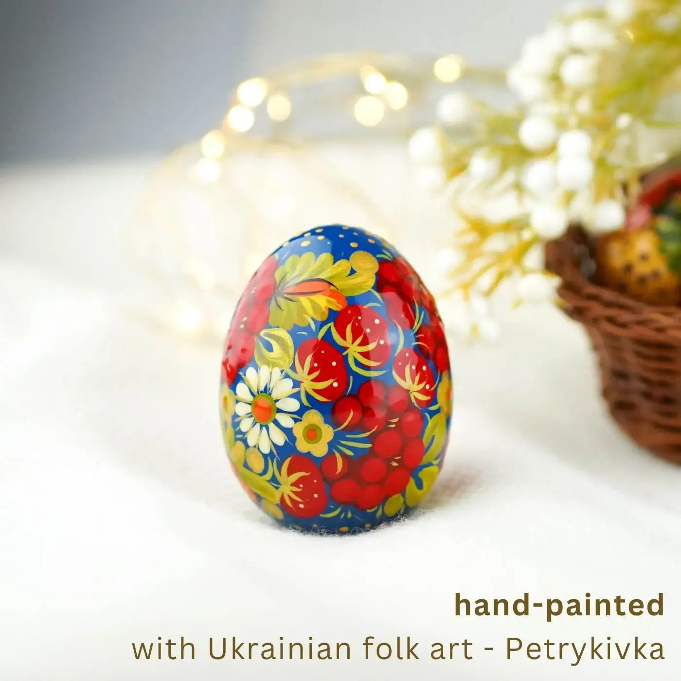 Hand-painted Wooden Strawberry Easter Egg