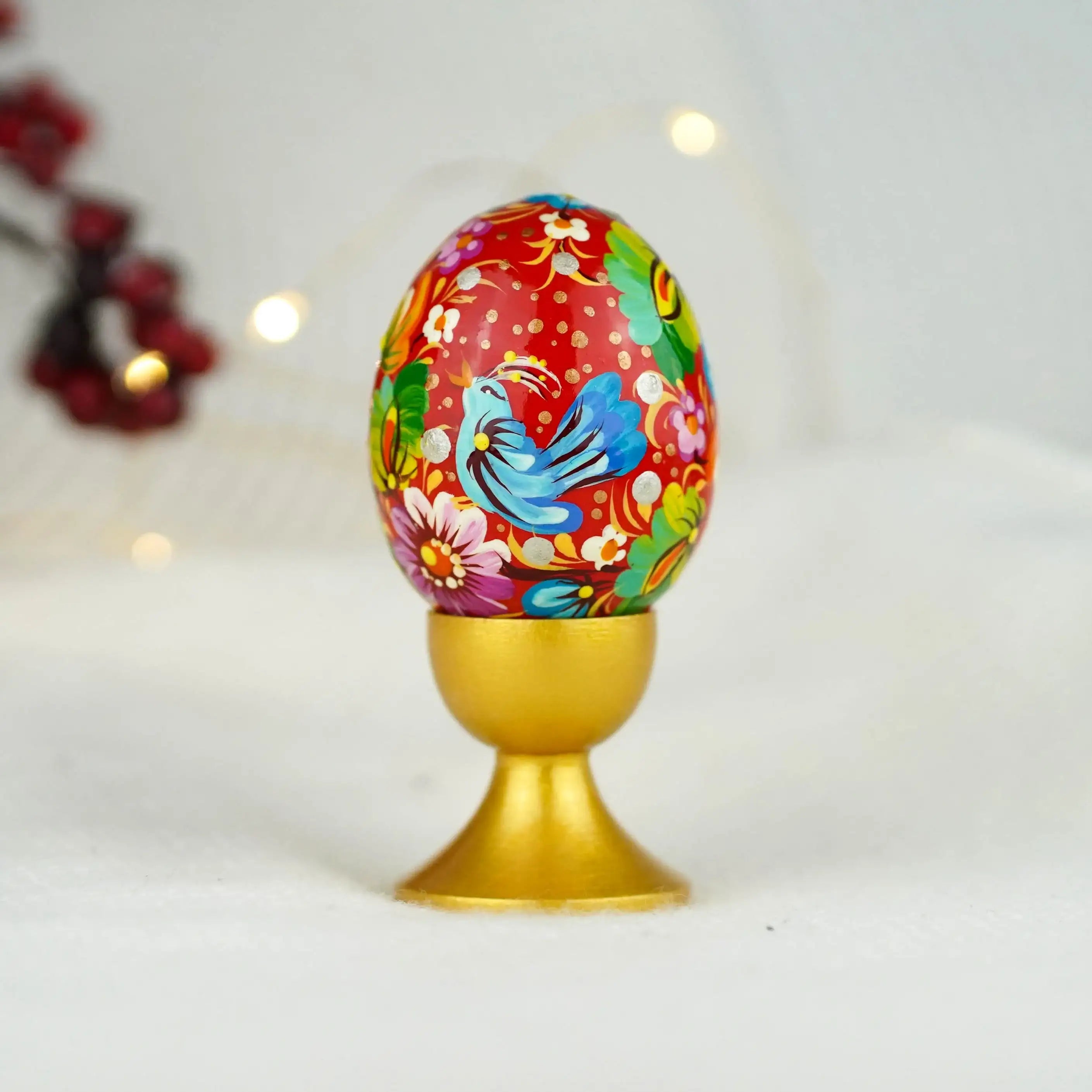 Set of 3 Hand-painted Wooden Bird Easter Eggs