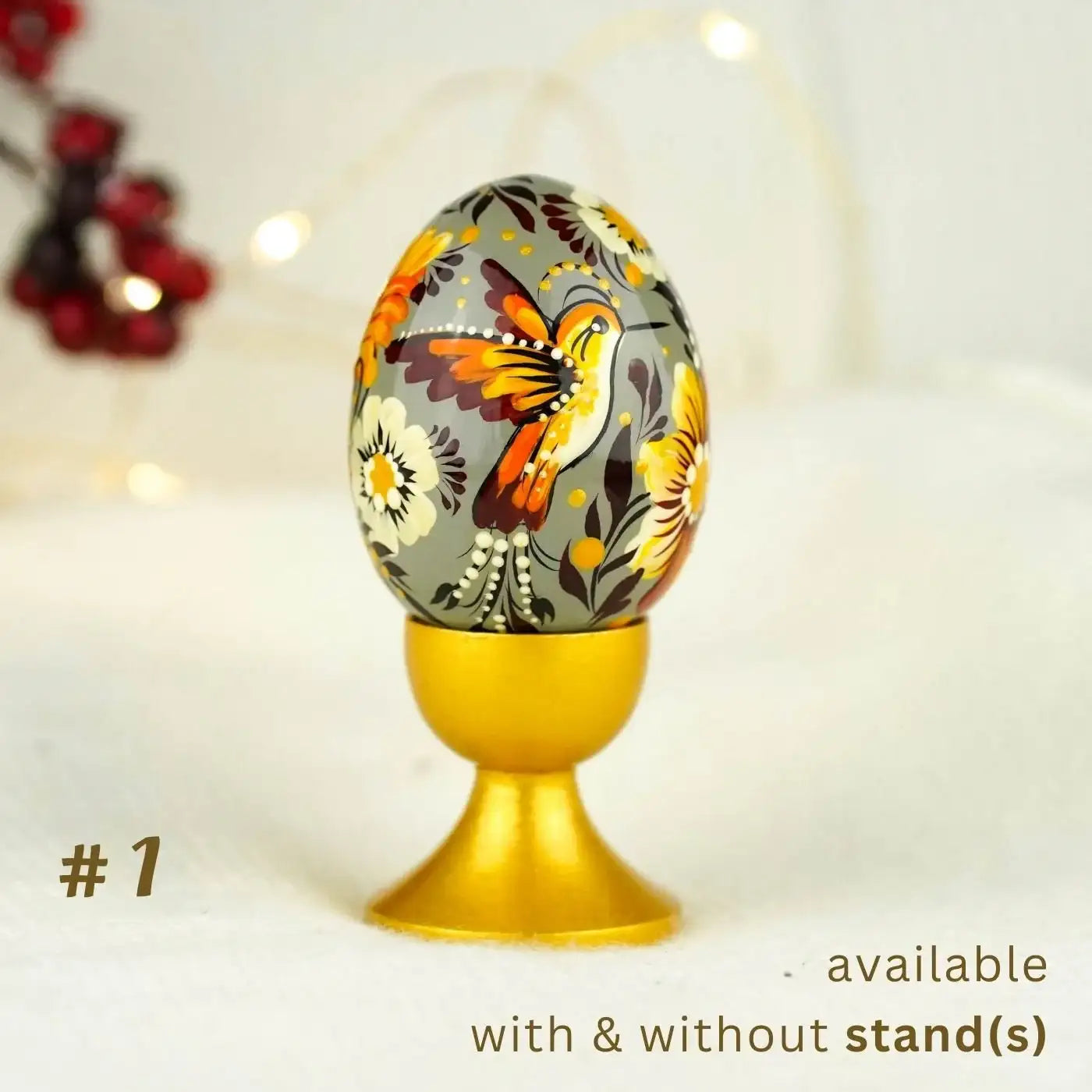 Painted Hummingbird Easter Egg - Handmade Bird Easter Decoration