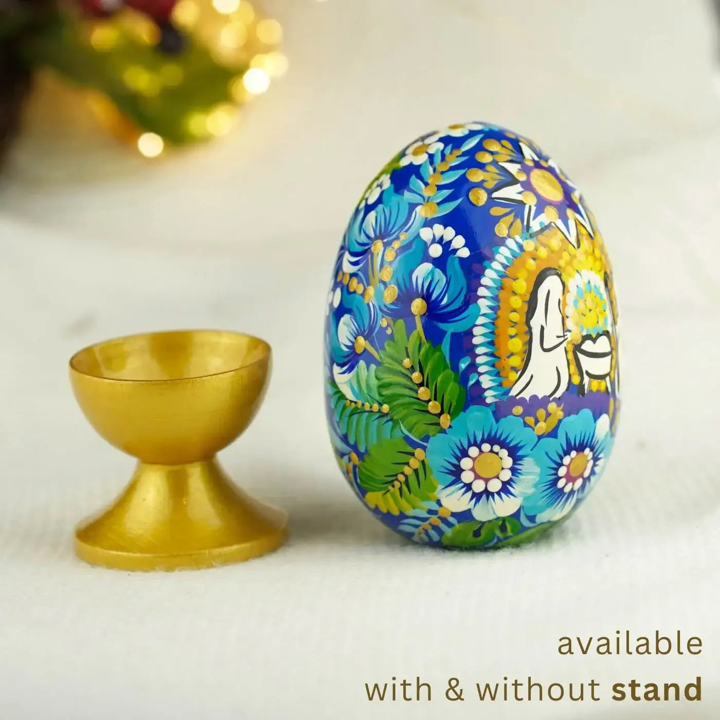 Large Wooden Nativity Scene Egg 3.54 in - Hand-painted Easter Egg Decoration
