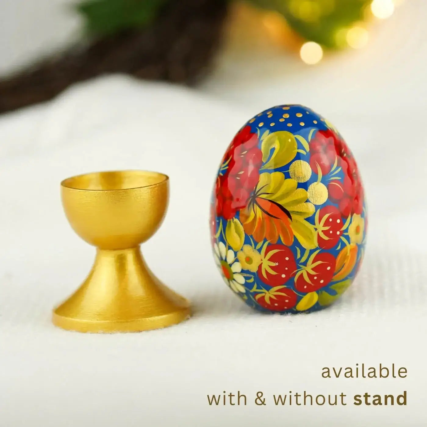 Hand-painted Wooden Strawberry Easter Egg