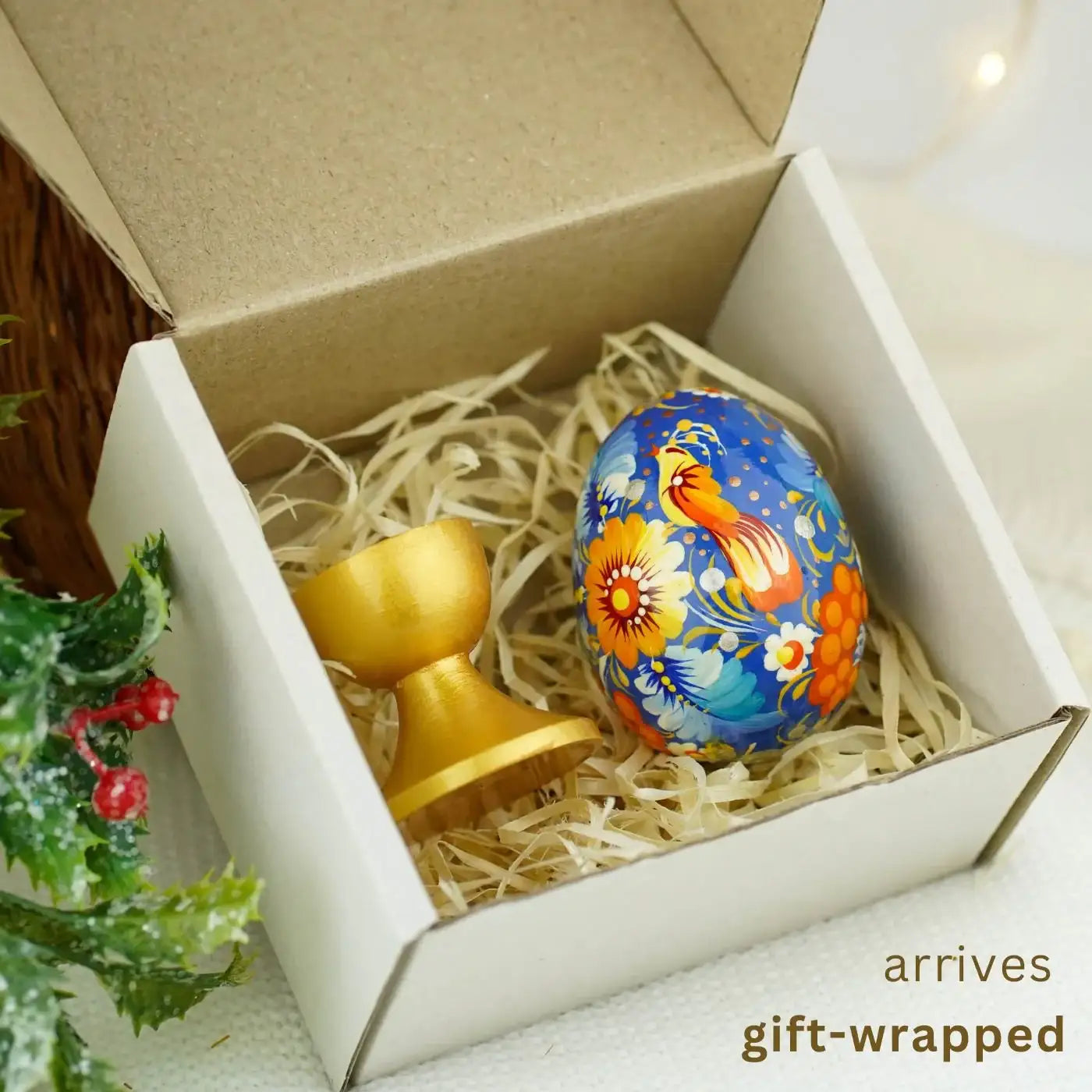 Painted Wooden Ukrainian Bird Easter Egg