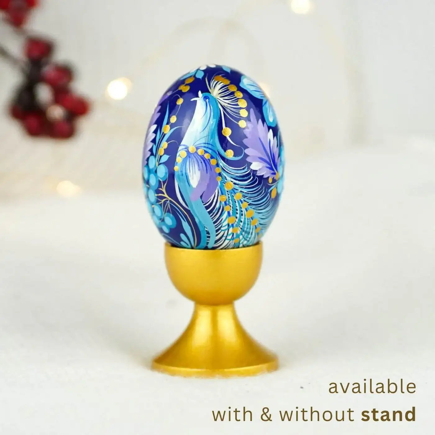 Hand-painted Wooden Blue Bird Easter Egg