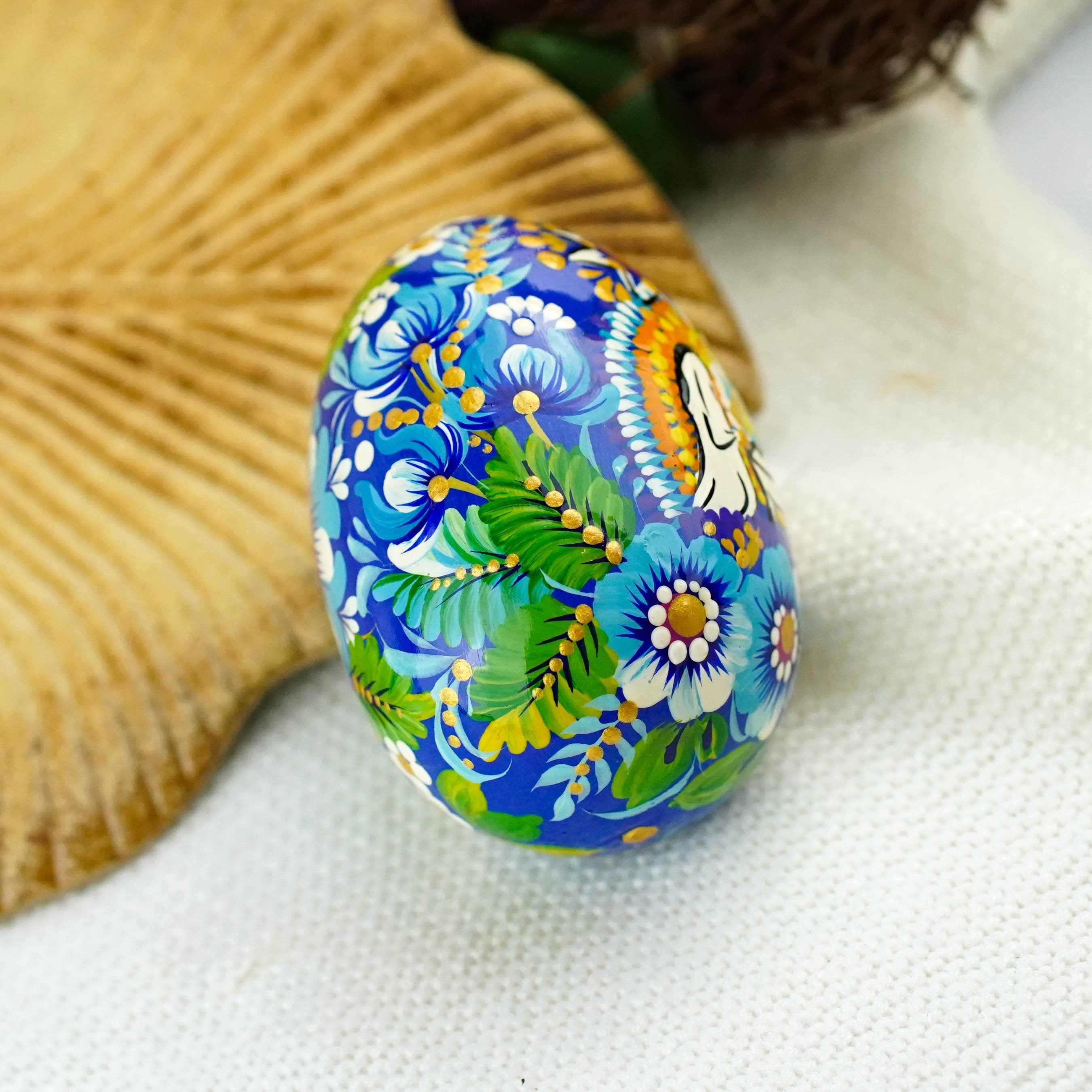 Large Wooden Nativity Scene Egg 3.54 in - Hand-painted Easter Egg Decoration