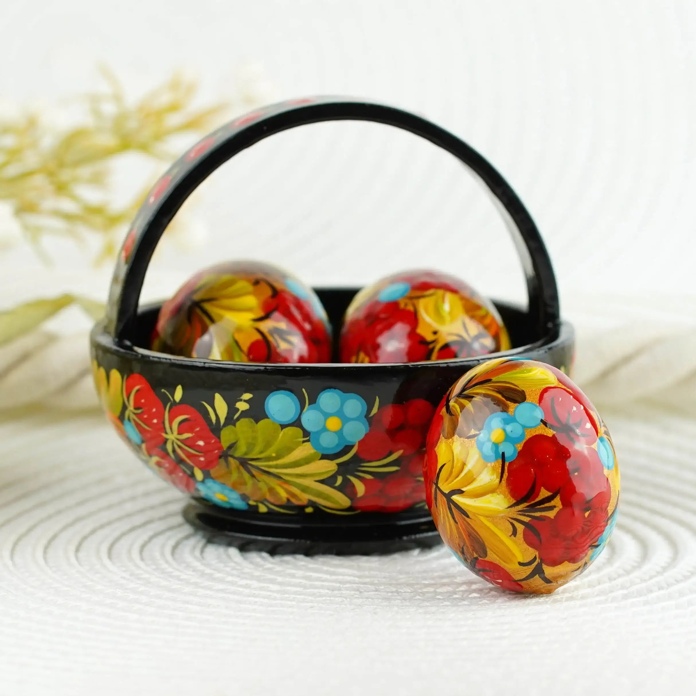 Handmade Small Wooden Easter Basket Filled with Mini Eggs